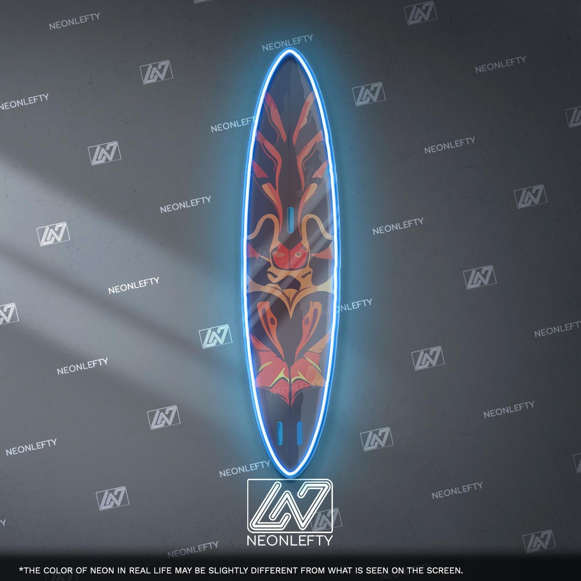 Surfboard Neon Sign - LED wall decor inspired by surf culture and ocean waves, perfect for bars, summer rooms, cafes or coastal interiors