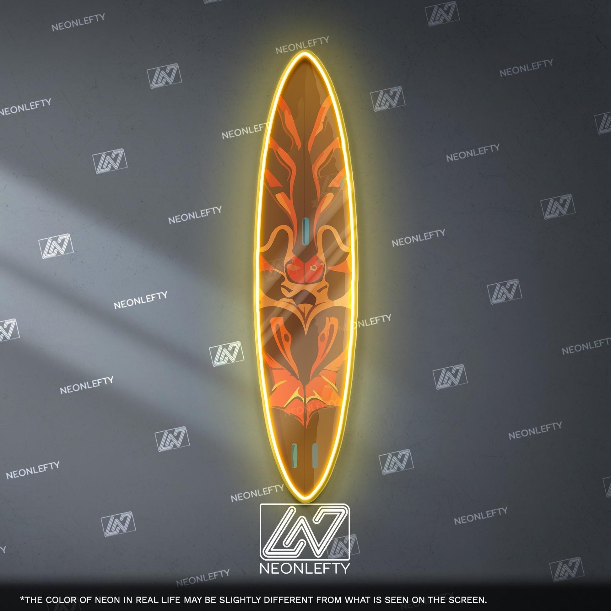 Surfboard Neon Sign - LED wall decor inspired by surf culture and ocean waves, perfect for bars, summer rooms, cafes or coastal interiors