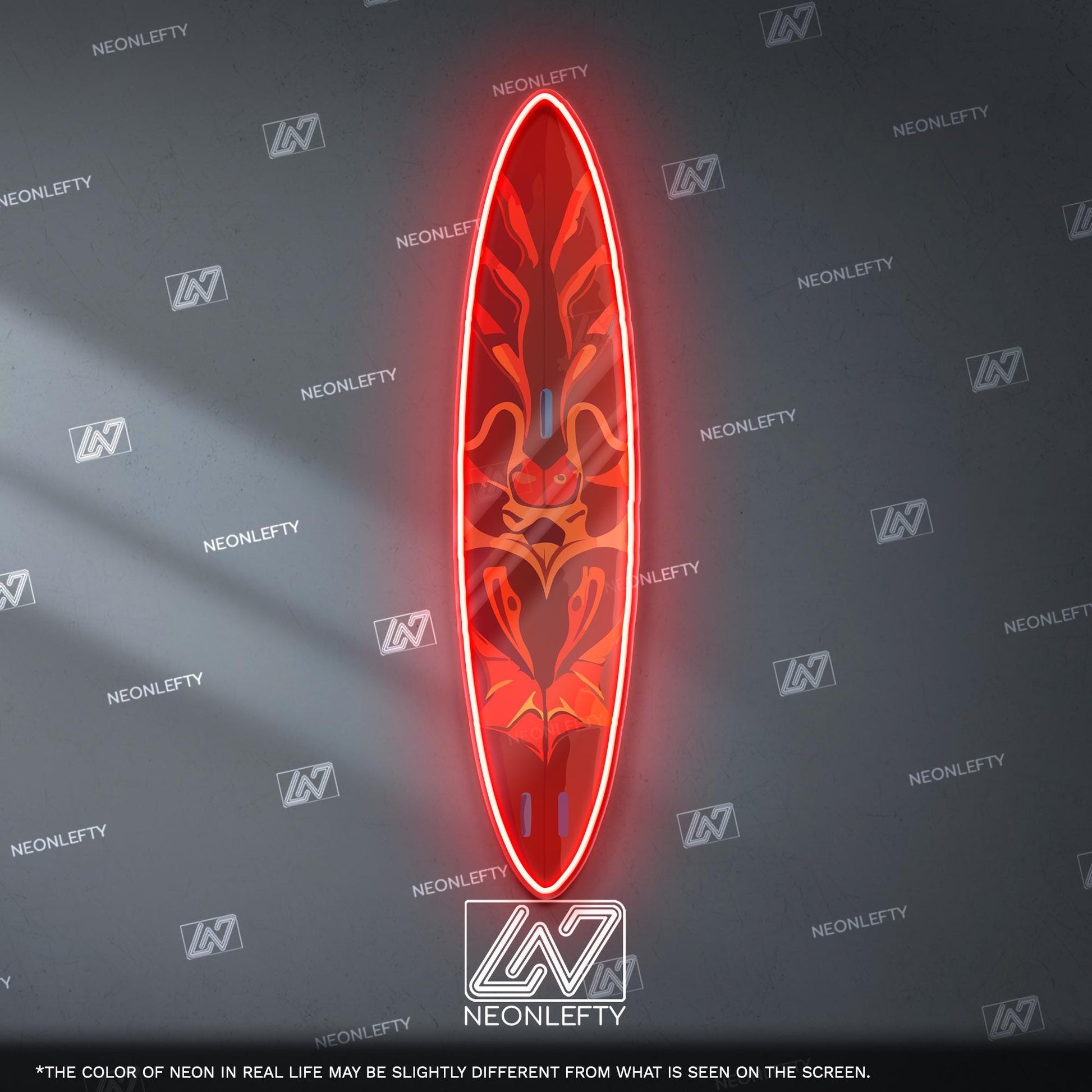 Surfboard Neon Sign - LED wall decor inspired by surf culture and ocean waves, perfect for bars, summer rooms, cafes or coastal interiors
