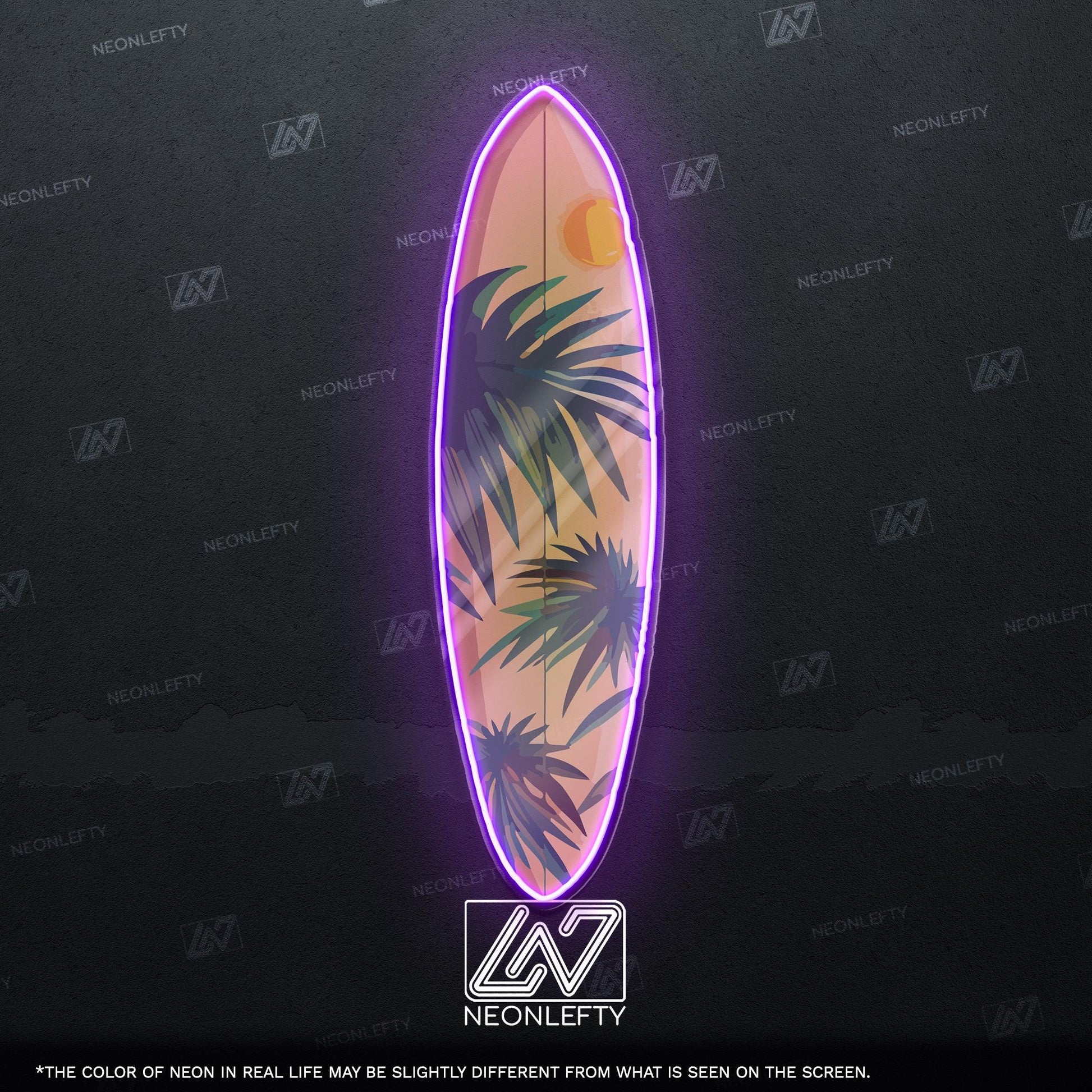 Surfboard Neon Sign - LED wall decor inspired by surf culture and ocean waves, perfect for bars, summer rooms, cafes or coastal interiors