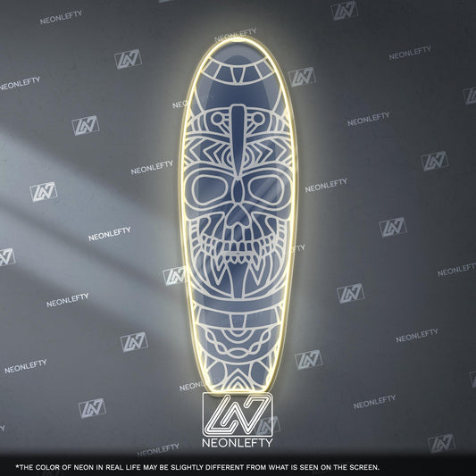 Surfboard Neon Sign - LED wall decor inspired by surf culture and ocean waves, perfect for bars, summer rooms, cafes or coastal interiors