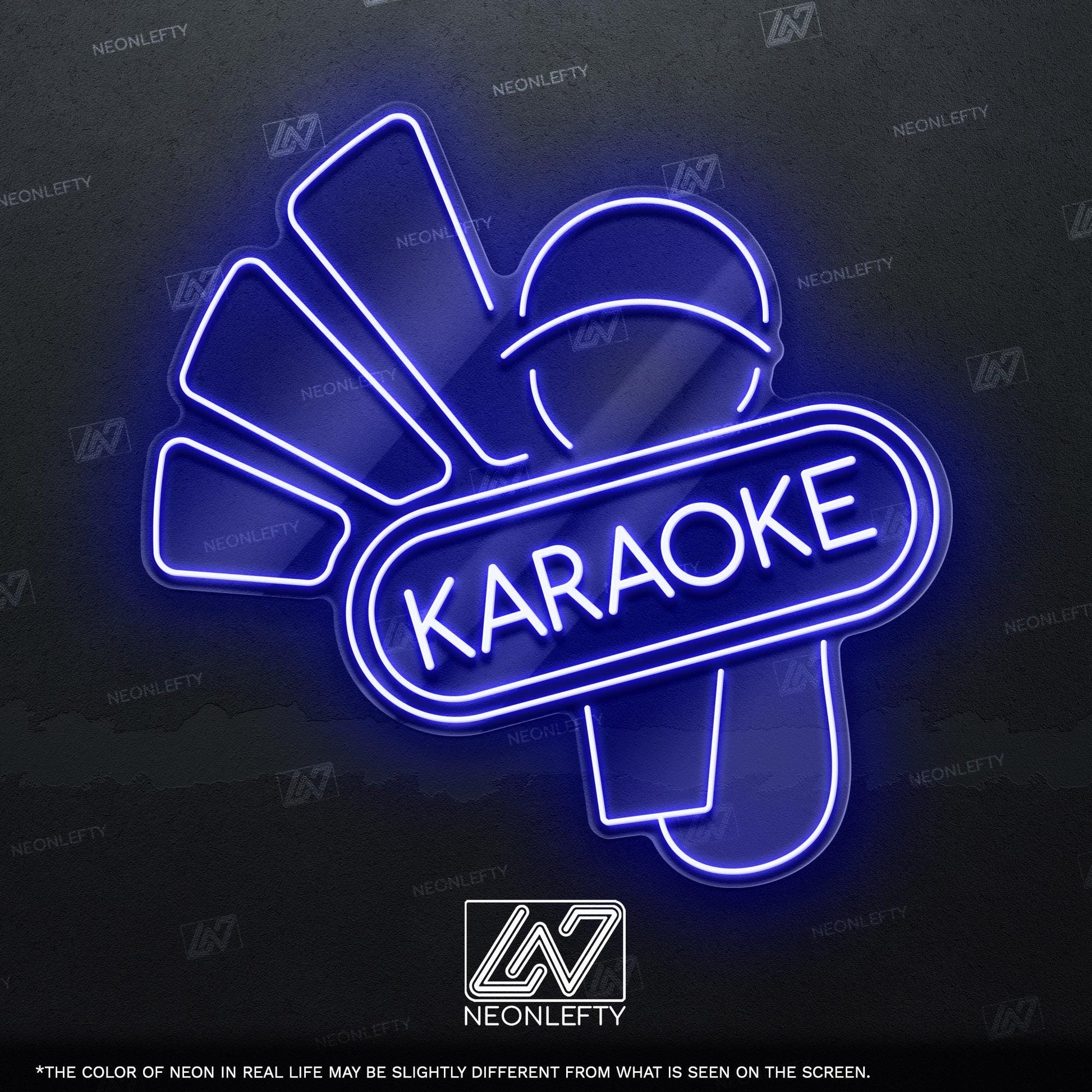 Karaoke - LED neon sign with microphone and sound waves design for karaoke bars, music rooms, home parties or singing lovers fun wall decor