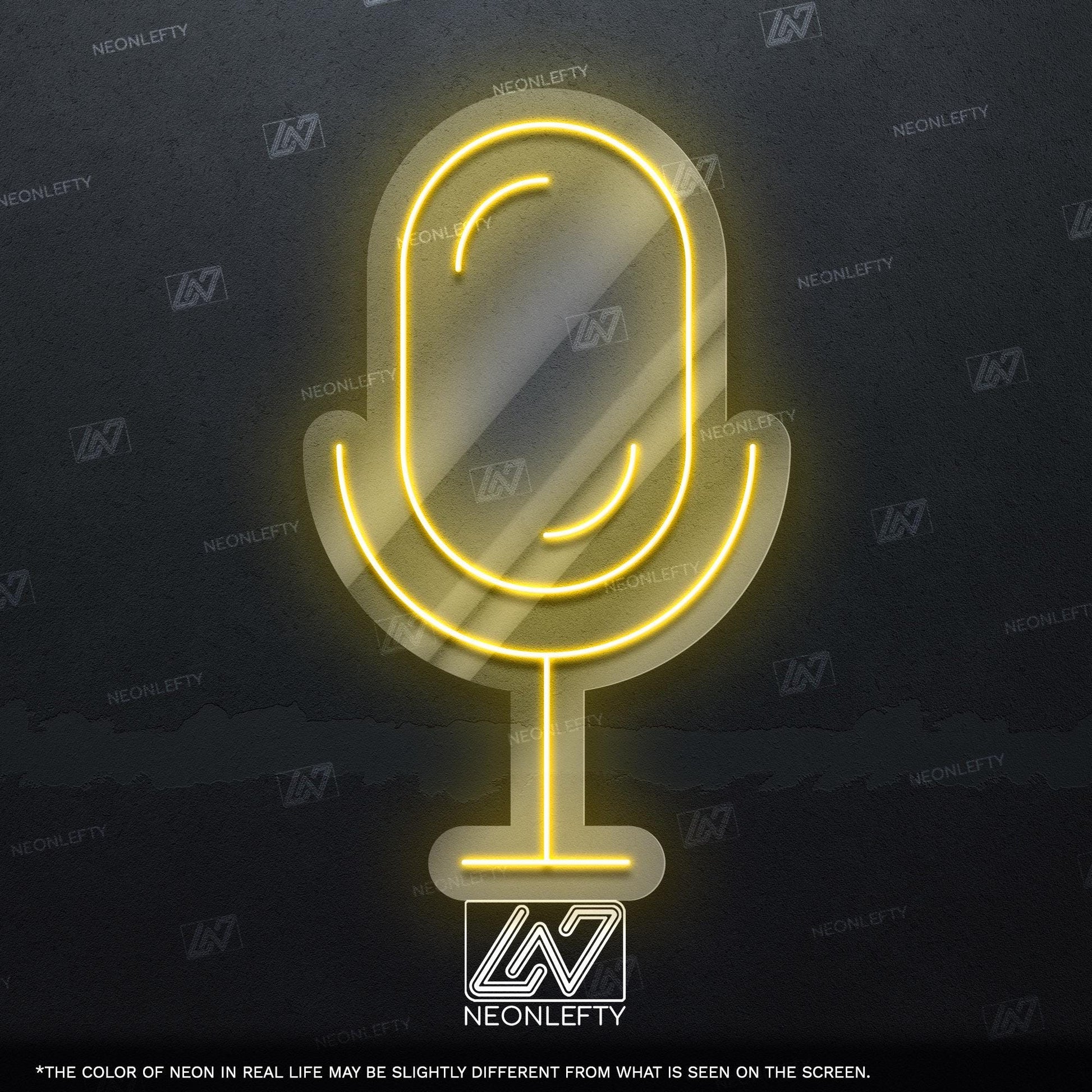 Microphone - LED neon sign, studio mic design perfect for podcast rooms, music studios, content creator setups, modern vocal-themed decor