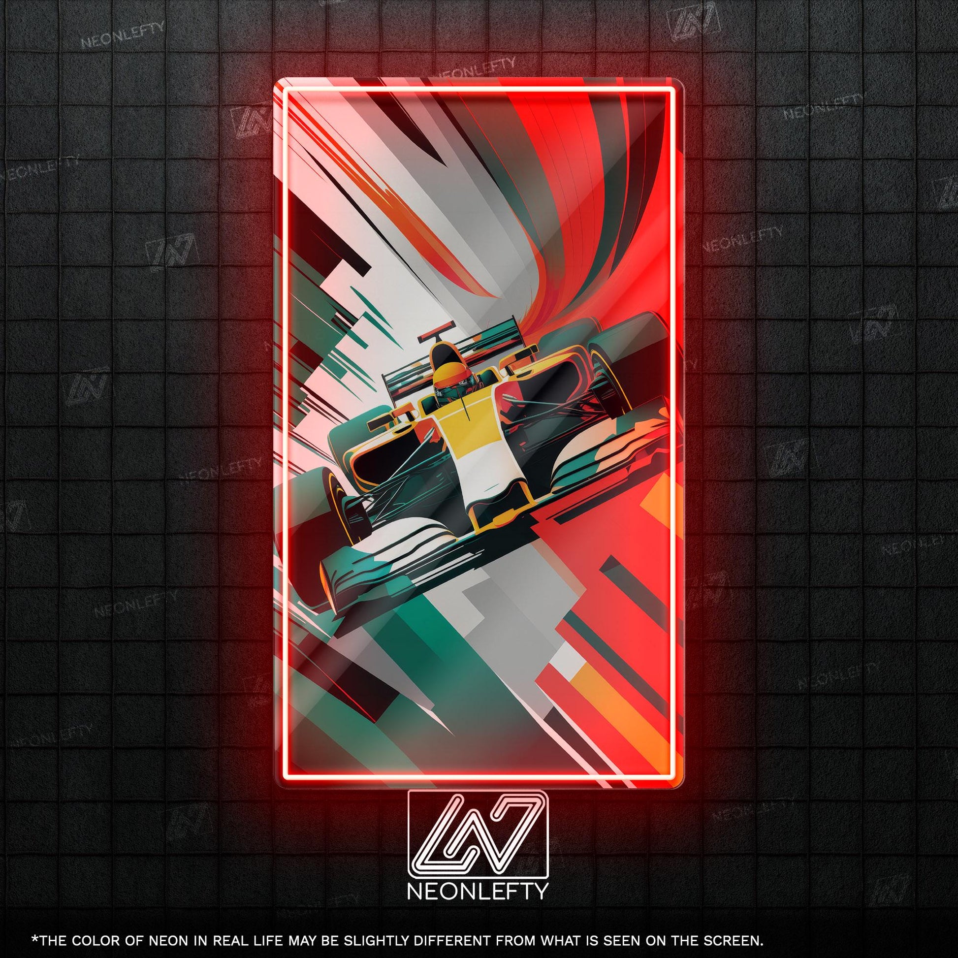 F1 Car - LED UV print neon sign with dynamic F1 race car design perfect for motorsport fans, game rooms, garages or racing-themed wall decor
