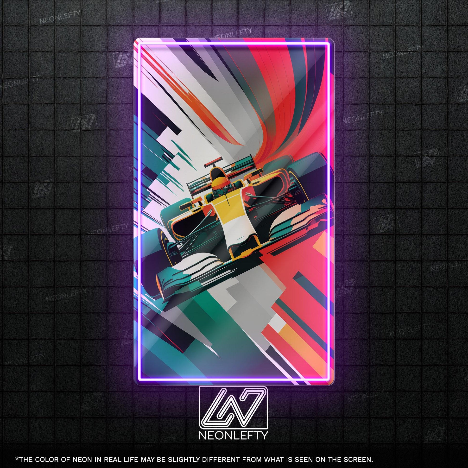 F1 Car - LED UV print neon sign with dynamic F1 race car design perfect for motorsport fans, game rooms, garages or racing-themed wall decor