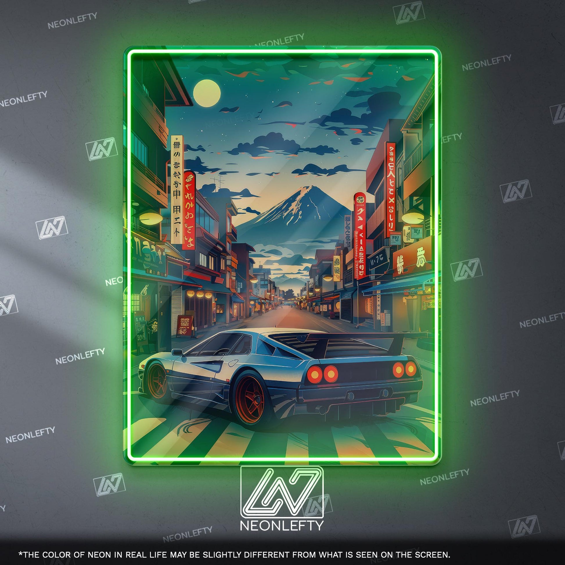 JDM Neon Sign - Retro Japanese street racing wall decor for car lovers, man cave, garage or gaming room ambience