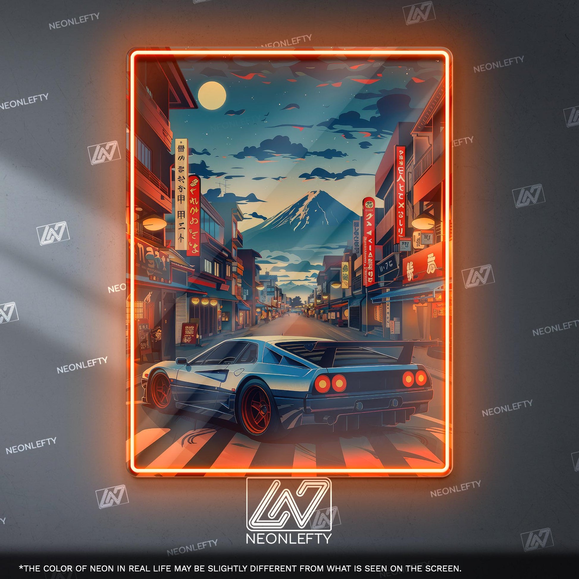 JDM Neon Sign - Retro Japanese street racing wall decor for car lovers, man cave, garage or gaming room ambience
