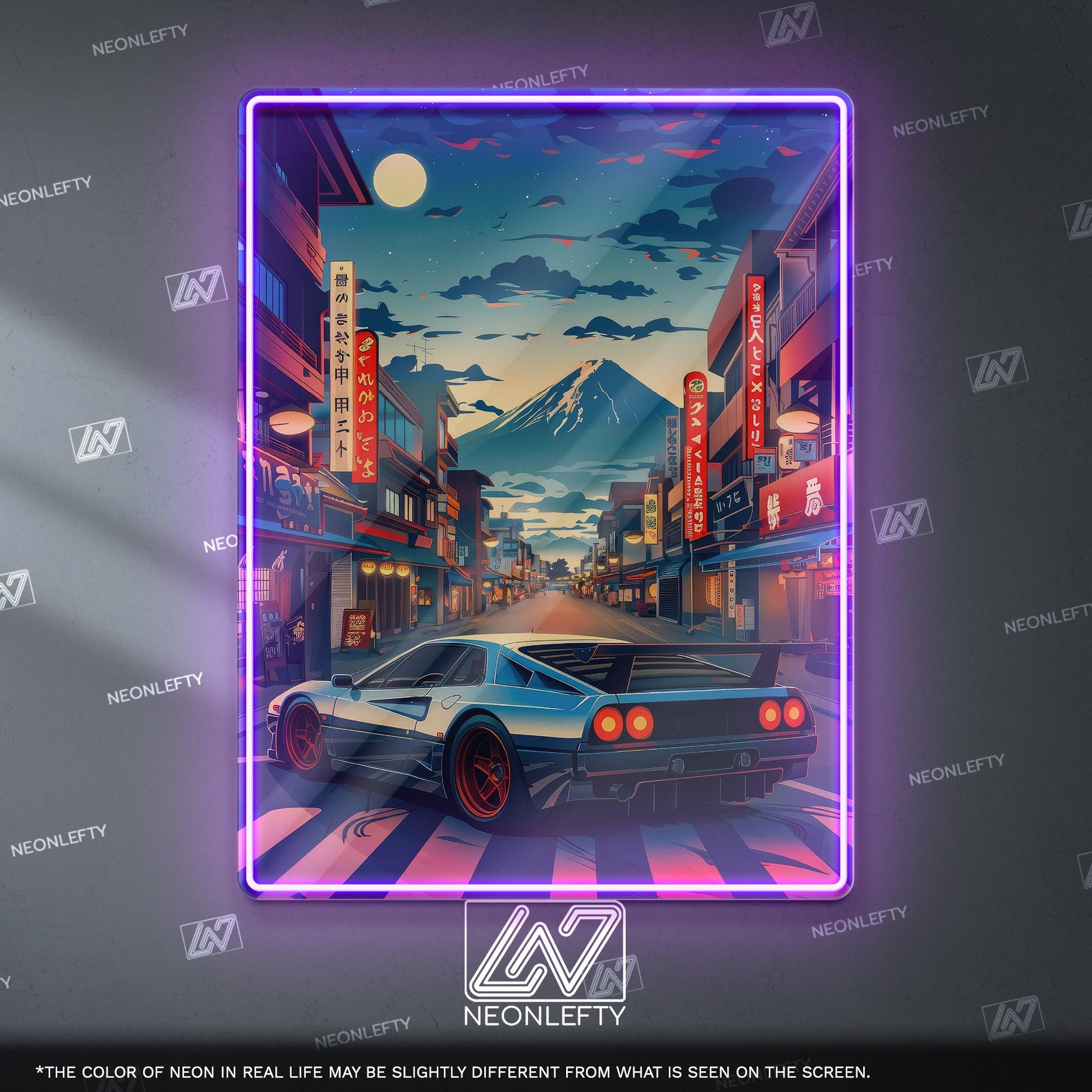 JDM Neon Sign - Retro Japanese street racing wall decor for car lovers, man cave, garage or gaming room ambience