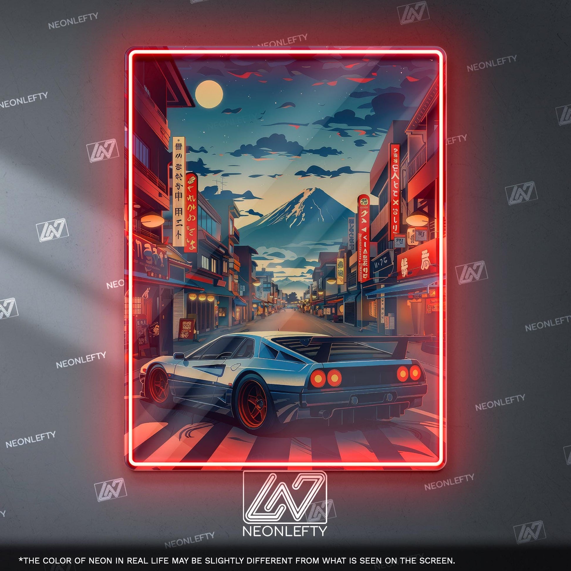 JDM Neon Sign - Retro Japanese street racing wall decor for car lovers, man cave, garage or gaming room ambience