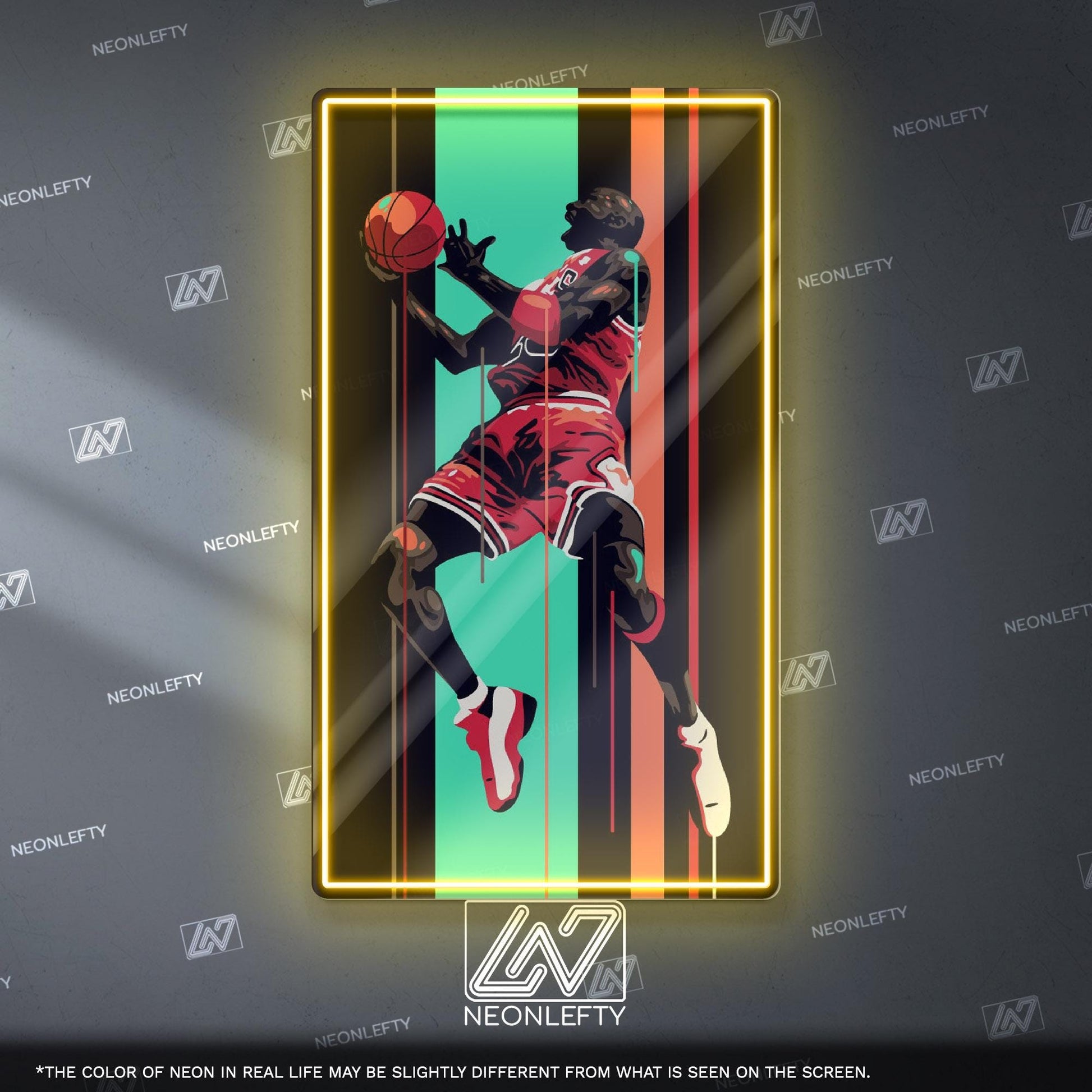 Jordan Neon Sign - basketball wall decor inspired by the legend of the game, perfect for sports room, gym, man cave or sneakerhead space