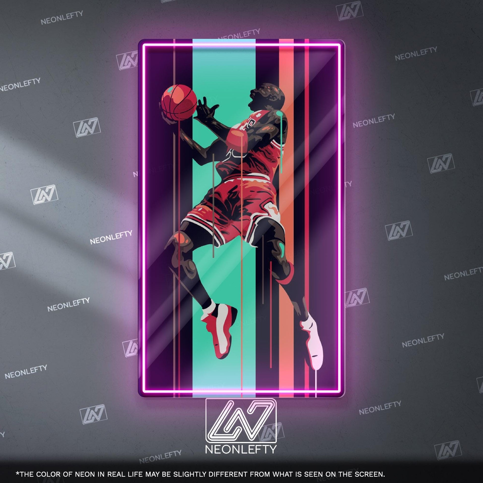 Jordan Neon Sign - basketball wall decor inspired by the legend of the game, perfect for sports room, gym, man cave or sneakerhead space