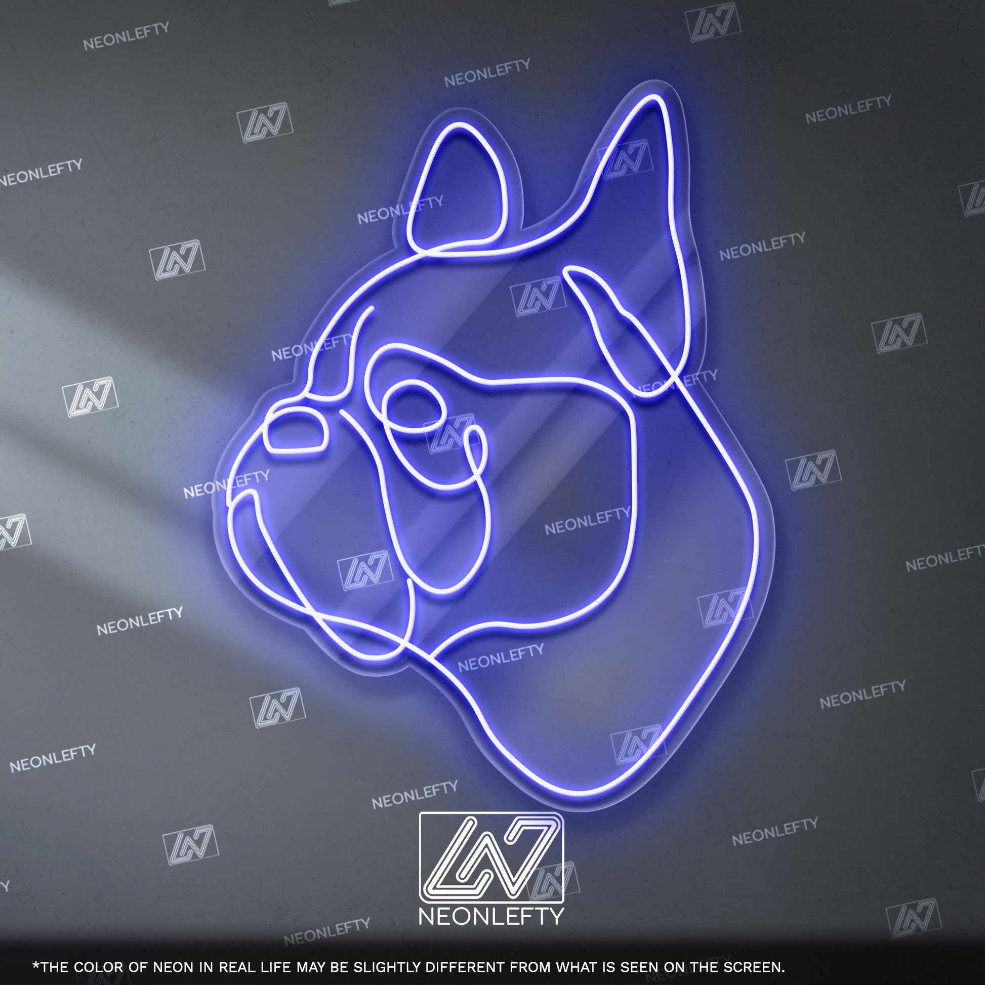 French Bulldog Neon Sign - Minimalist line dog wall art for pet lovers, perfect for living room, hallway, office or modern interior space