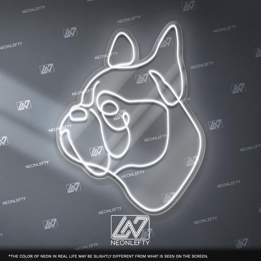 French Bulldog Neon Sign - Minimalist line dog wall art for pet lovers, perfect for living room, hallway, office or modern interior space