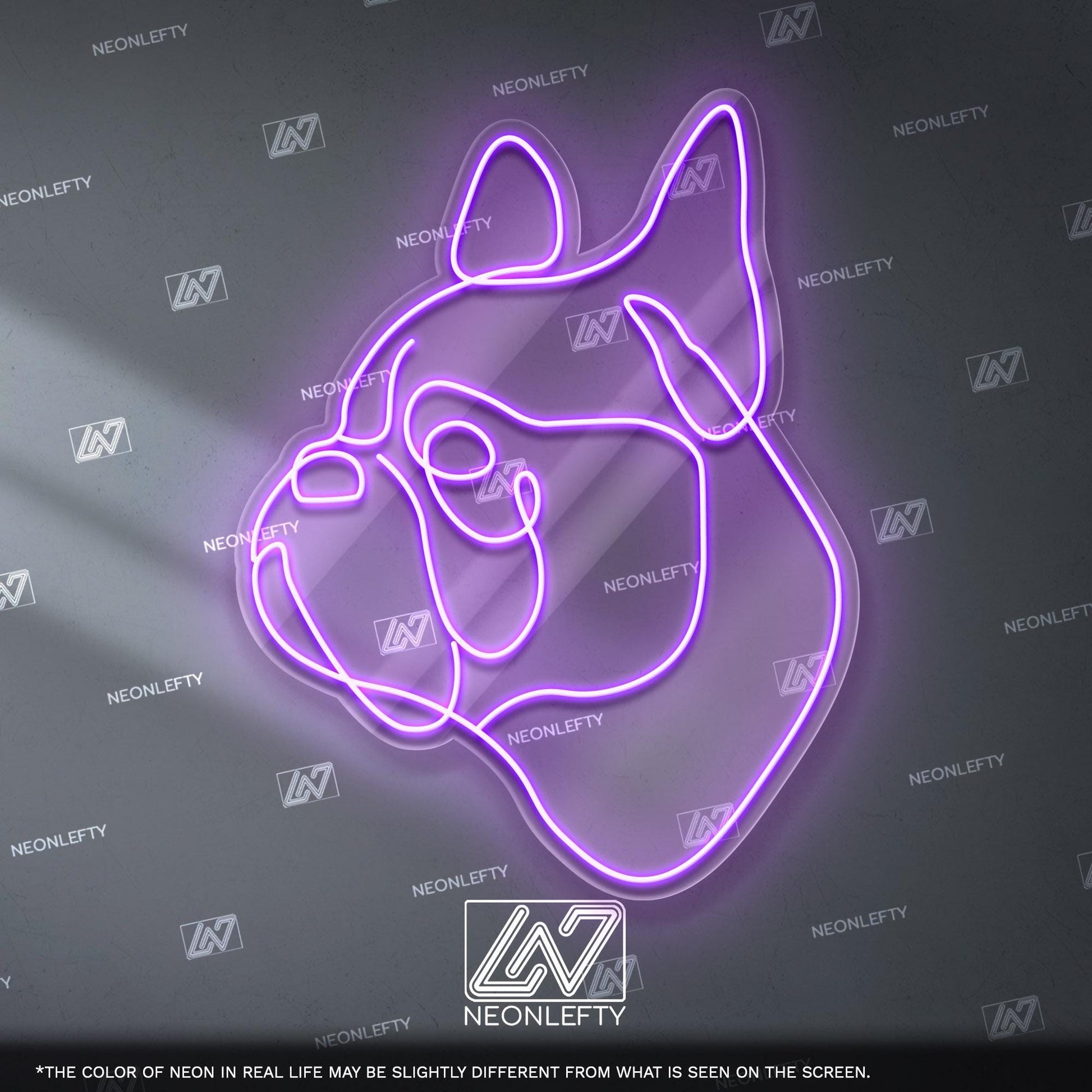 French Bulldog Neon Sign - Minimalist line dog wall art for pet lovers, perfect for living room, hallway, office or modern interior space
