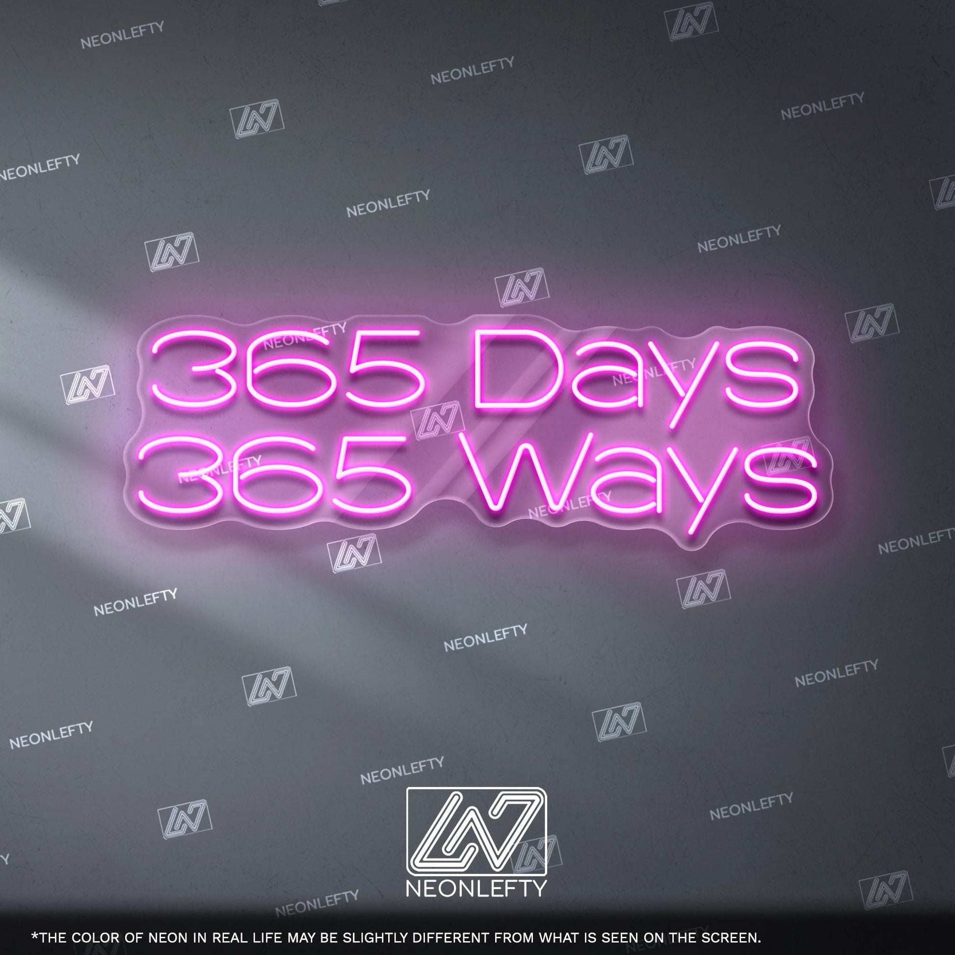 365 Days 365 Ways Neon Sign - Inspirational daily motivation quote wall decor for office, gym, studio, workspace with energetic modern vibes