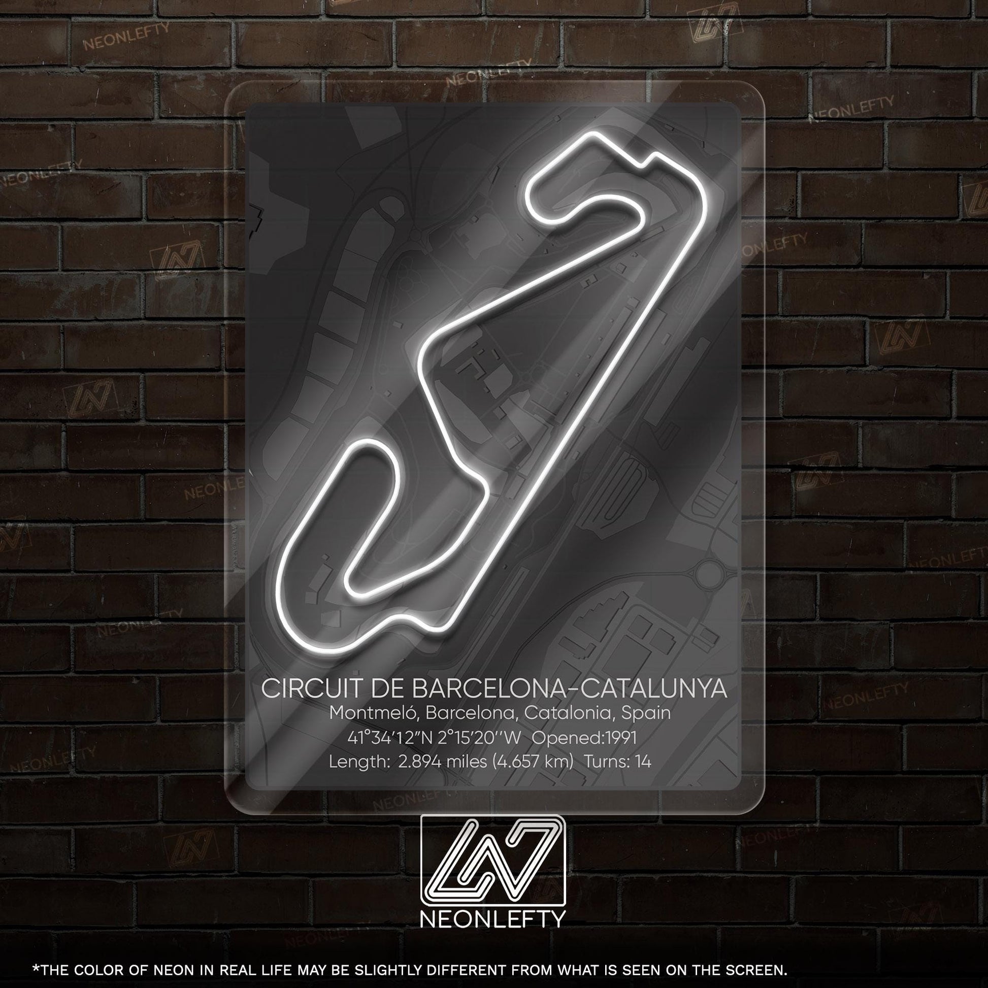 Barcelona-Catalunya Circuit Neon Sign - Famous Spanish Formula 1 track art for garage, man cave, gaming room or motorsport-inspired decor
