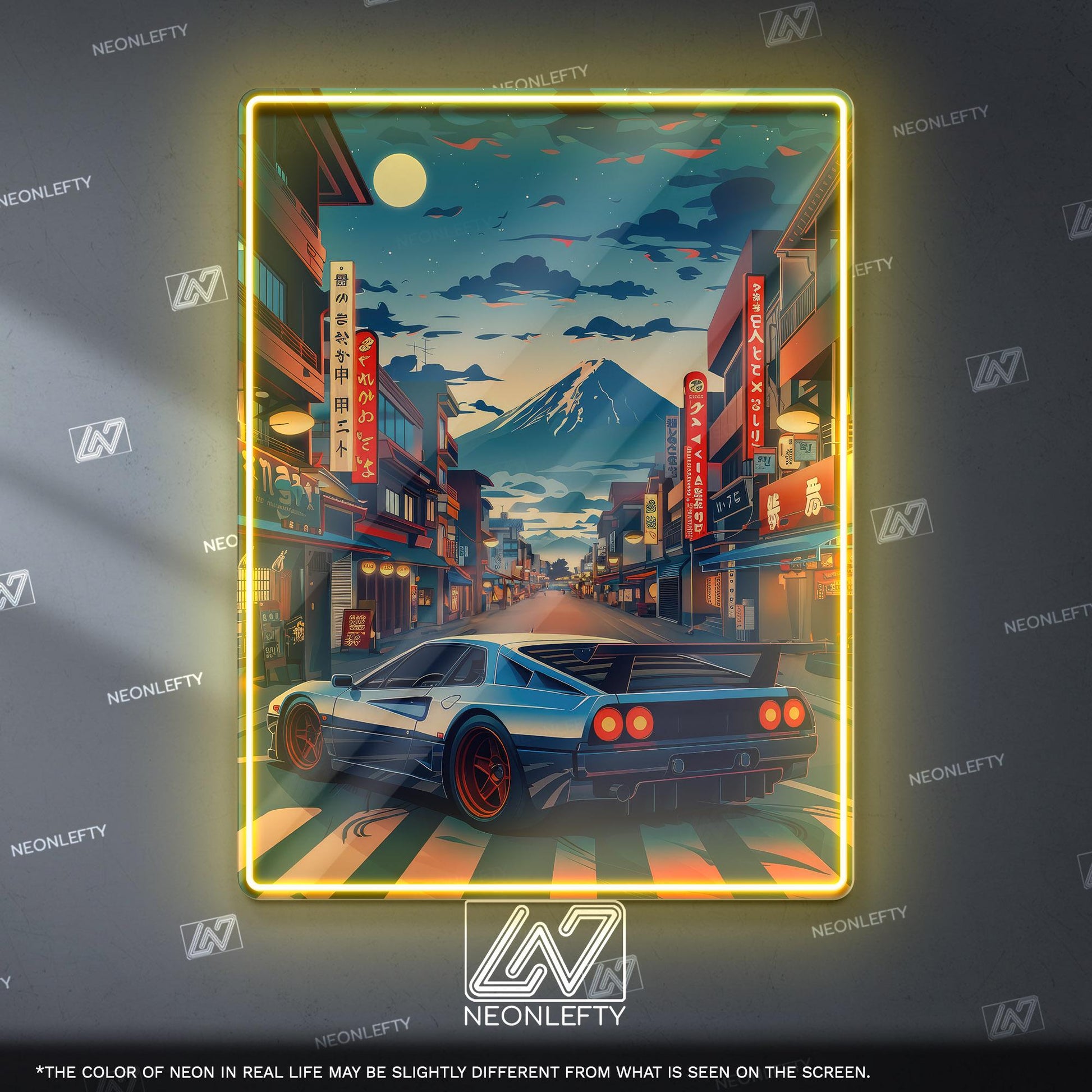 JDM Neon Sign - Retro Japanese street racing wall decor for car lovers, man cave, garage or gaming room ambience