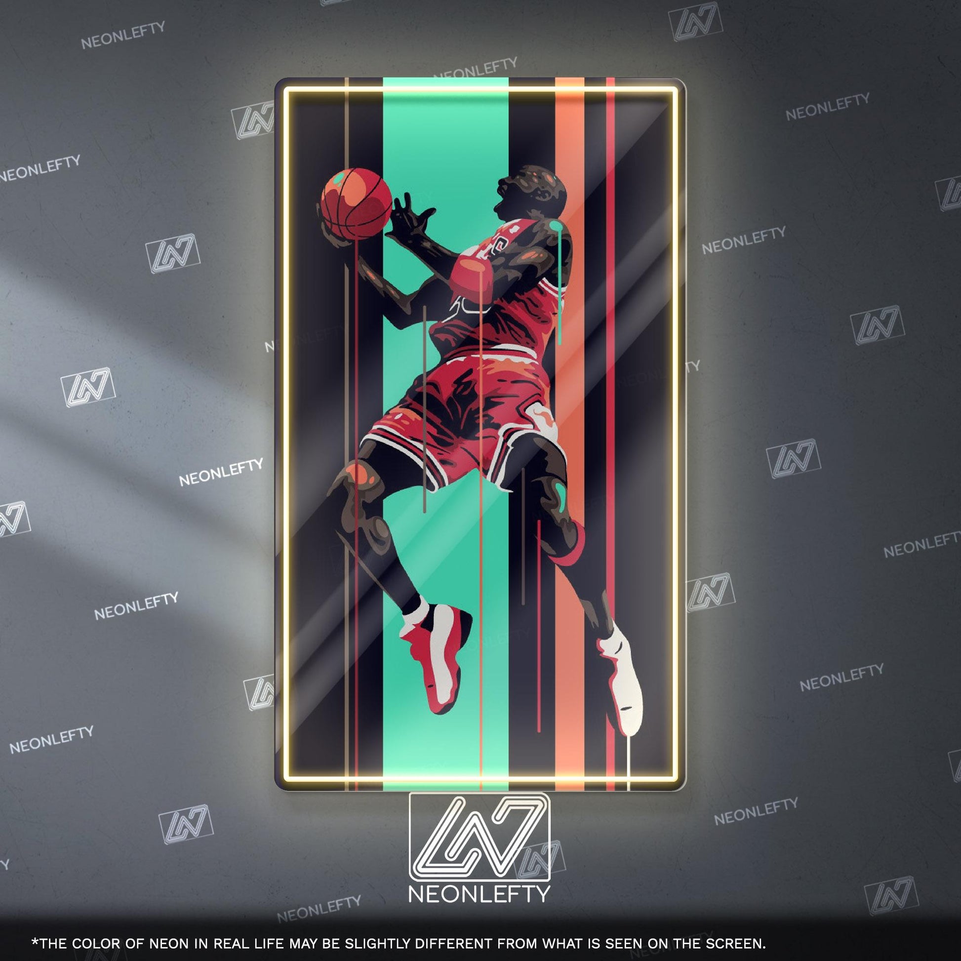 Jordan Neon Sign - basketball wall decor inspired by the legend of the game, perfect for sports room, gym, man cave or sneakerhead space