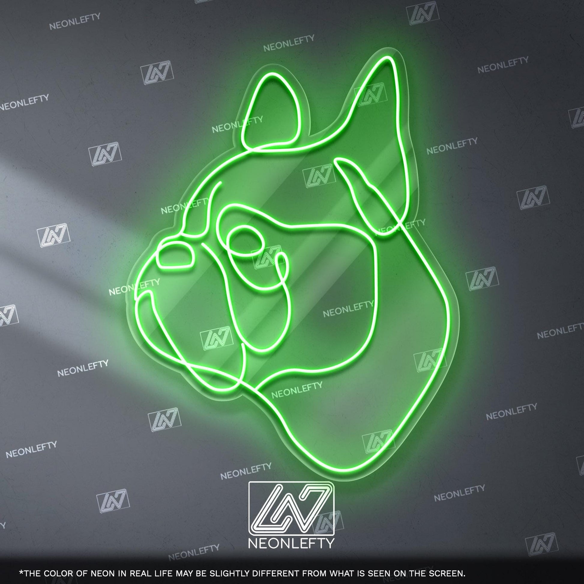 French Bulldog Neon Sign - Minimalist line dog wall art for pet lovers, perfect for living room, hallway, office or modern interior space