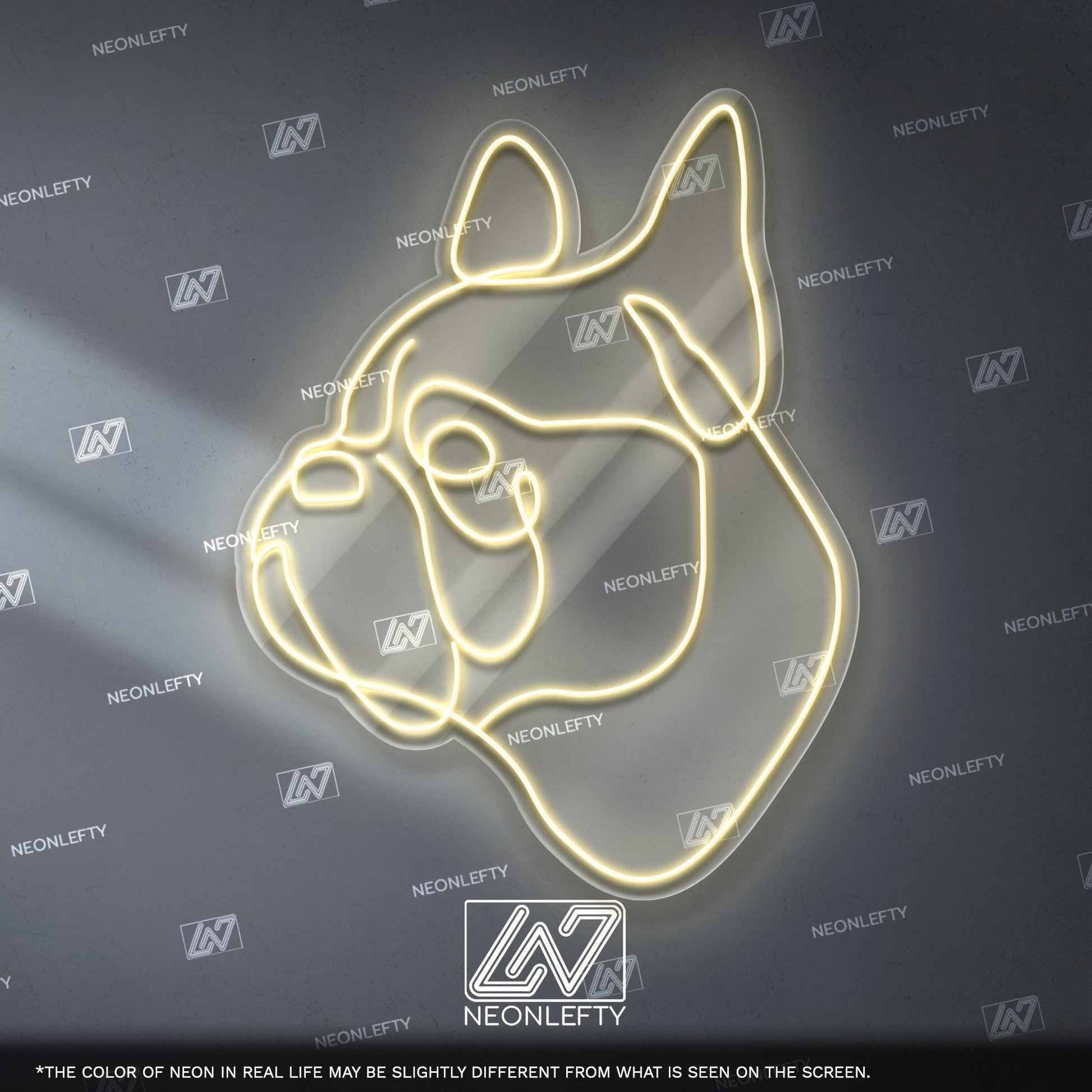 French Bulldog Neon Sign - Minimalist line dog wall art for pet lovers, perfect for living room, hallway, office or modern interior space