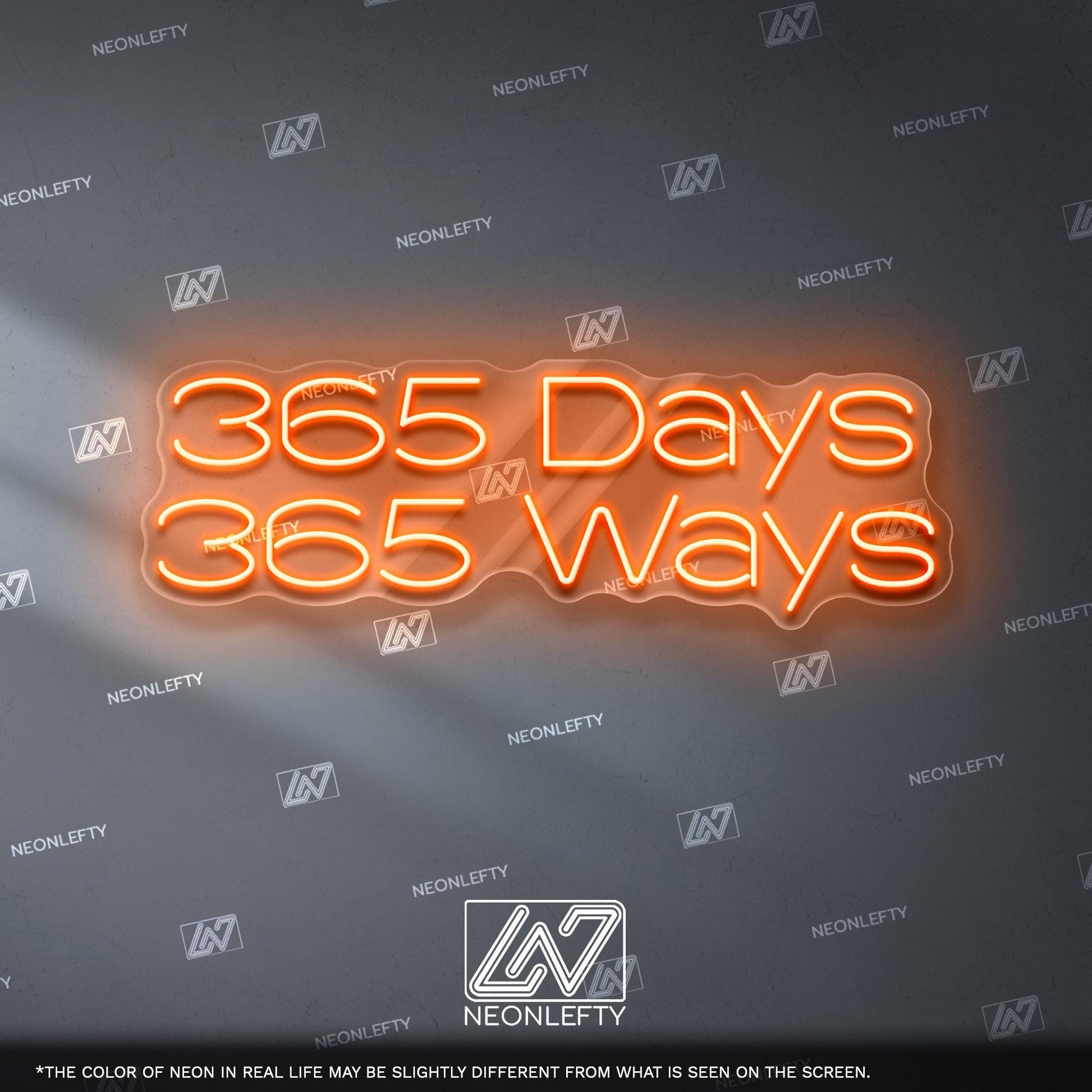 365 Days 365 Ways Neon Sign - Inspirational daily motivation quote wall decor for office, gym, studio, workspace with energetic modern vibes