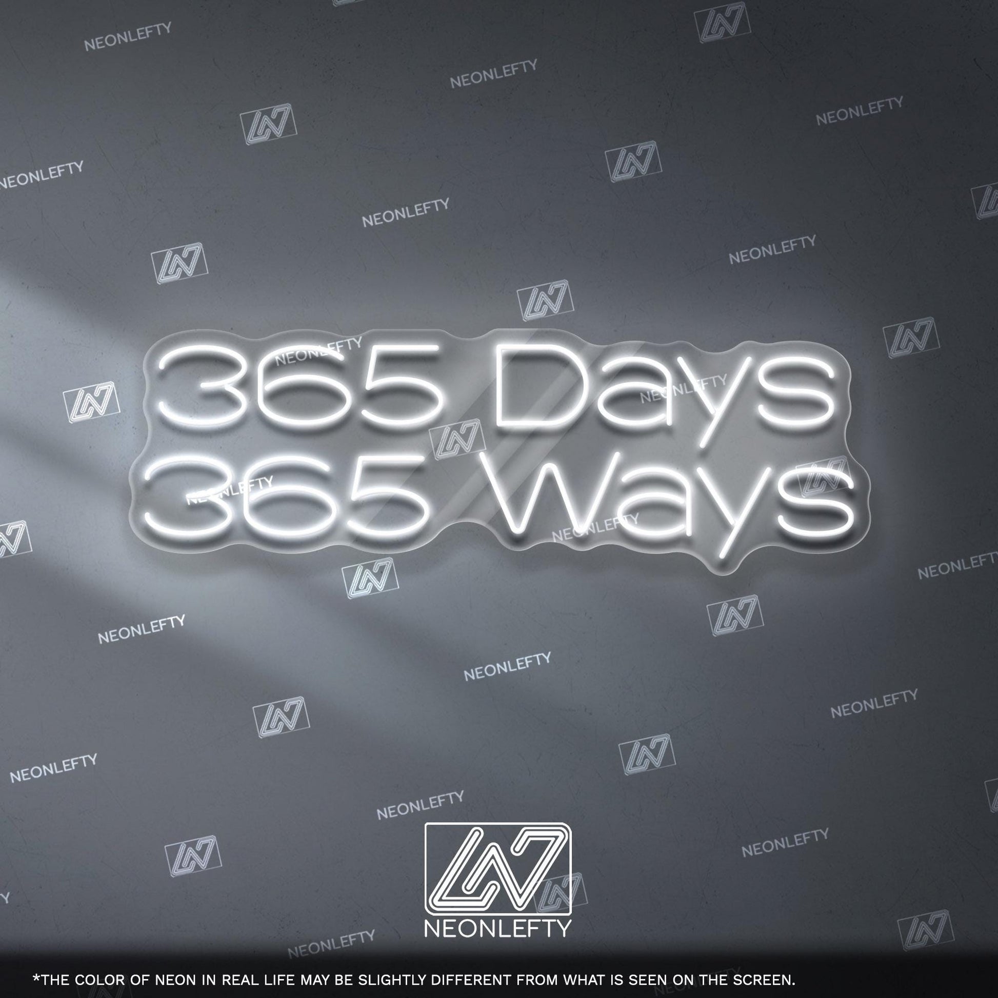 365 Days 365 Ways Neon Sign - Inspirational daily motivation quote wall decor for office, gym, studio, workspace with energetic modern vibes