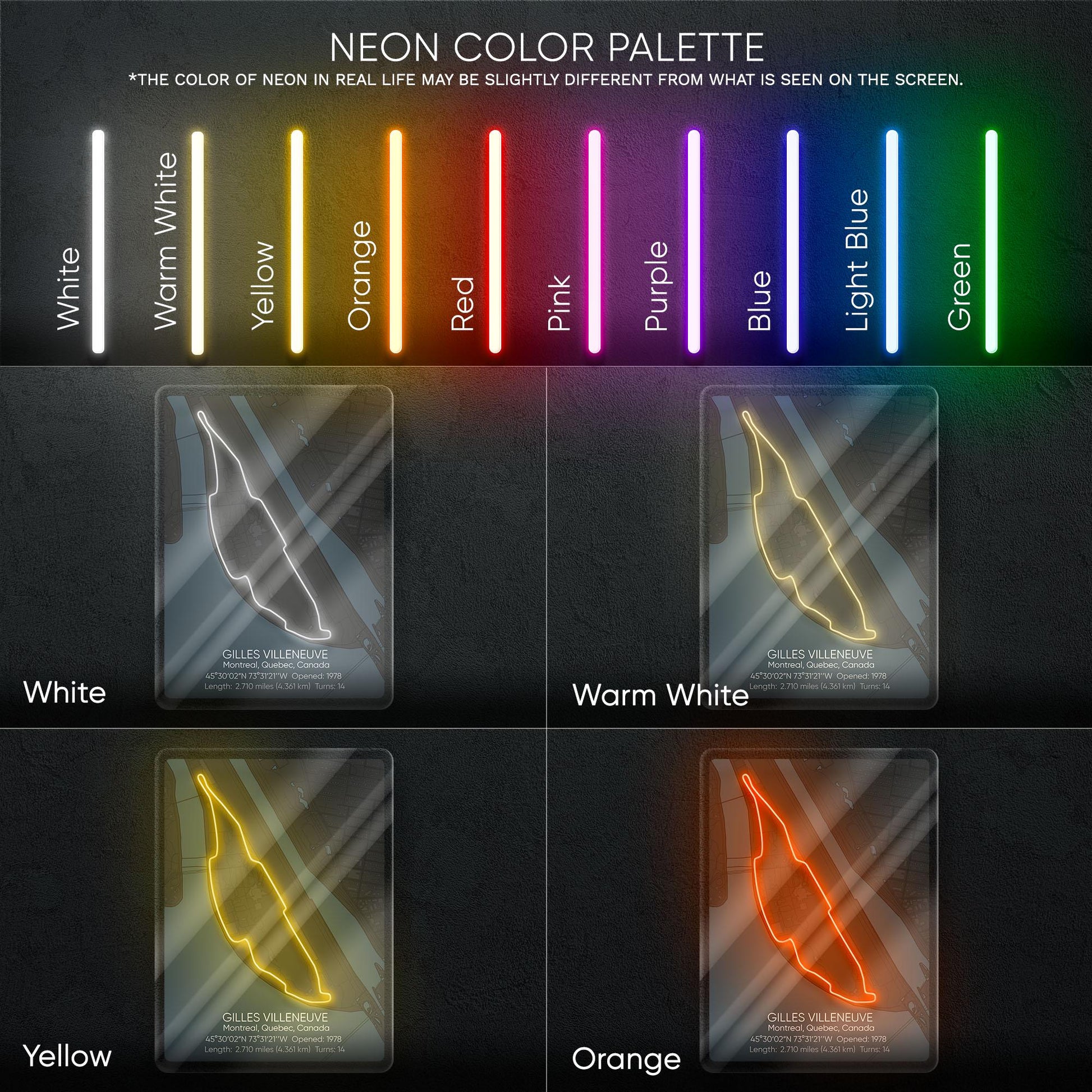 Gilles Villeneuve Neon Sign - Iconic Canadian Formula 1 circuit wall art, perfect for garage, man cave, motorsport room or racing enthusiast