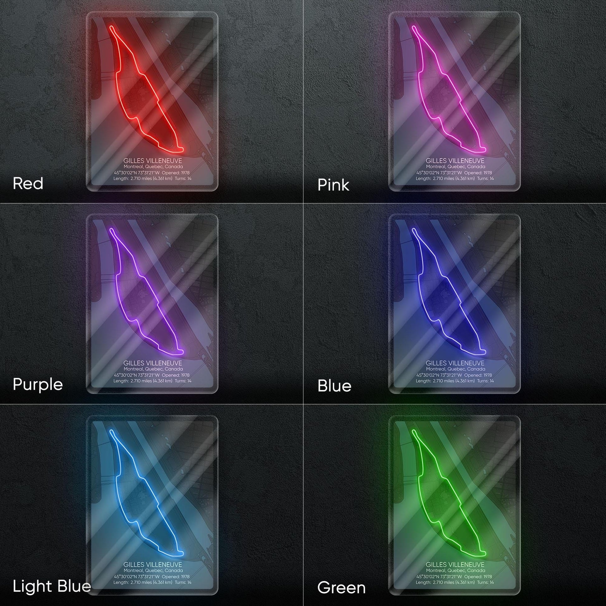 Gilles Villeneuve Neon Sign - Iconic Canadian Formula 1 circuit wall art, perfect for garage, man cave, motorsport room or racing enthusiast