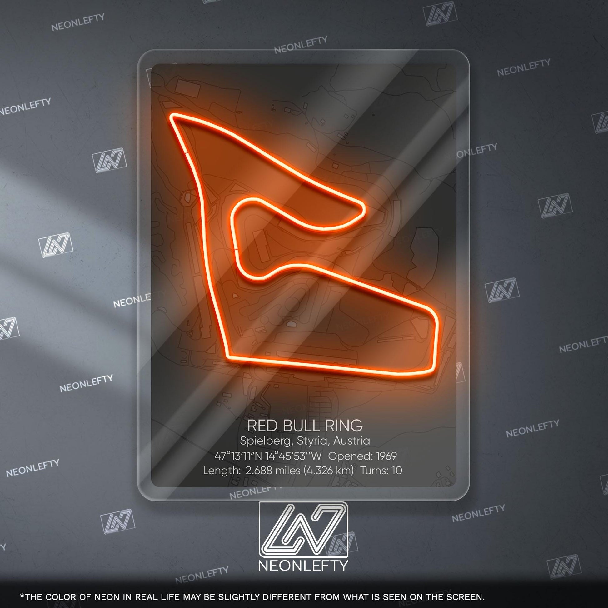 Red Bull Ring Neon Sign - Legendary Austrian Formula 1 circuit wall art, perfect for garage, man cave, gaming room or motorsport interior