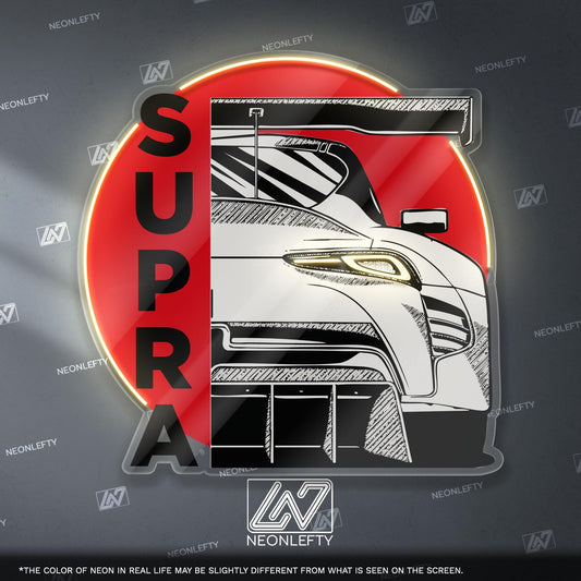 Toyota Supra GR Neon Sign - Custom LED sign for JDM car lovers, perfect for garage decor, car meet displays, or tuning enthusiast gifts