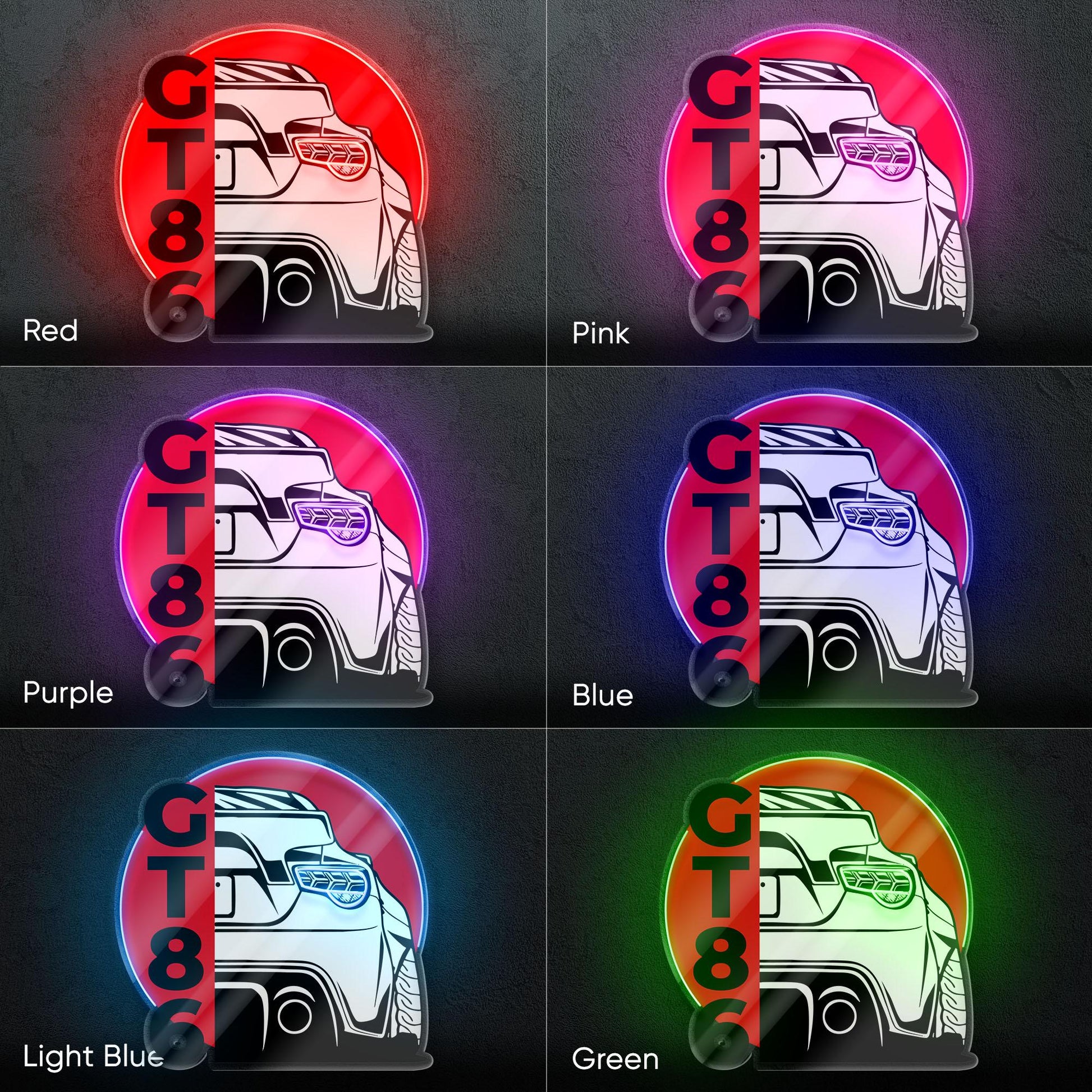 Toyota GT86 Neon Sign - Rear view wall art of iconic JDM coupe, perfect for garage, man cave, tuner setup or drift car enthusiast collection