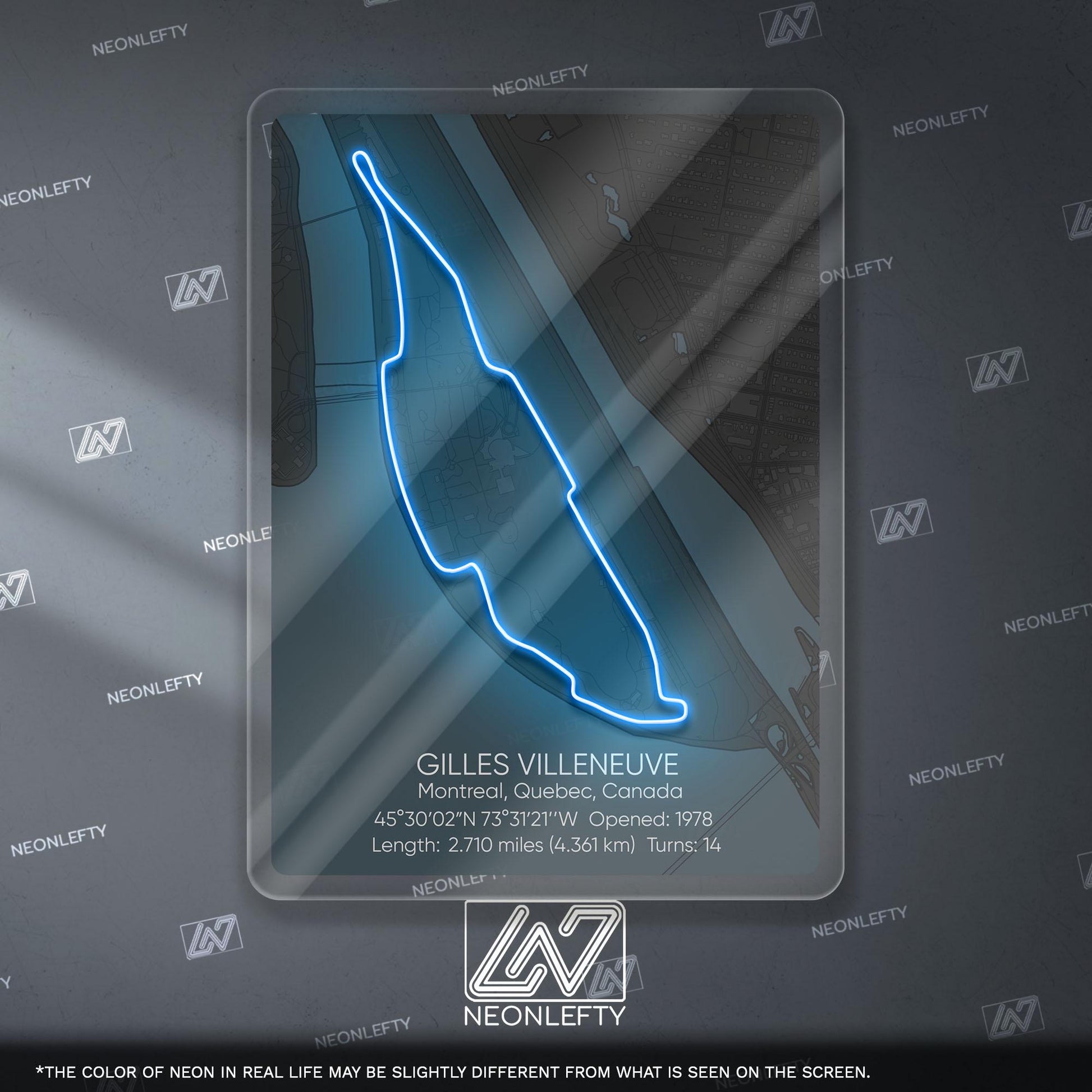 Gilles Villeneuve Neon Sign - Iconic Canadian Formula 1 circuit wall art, perfect for garage, man cave, motorsport room or racing enthusiast