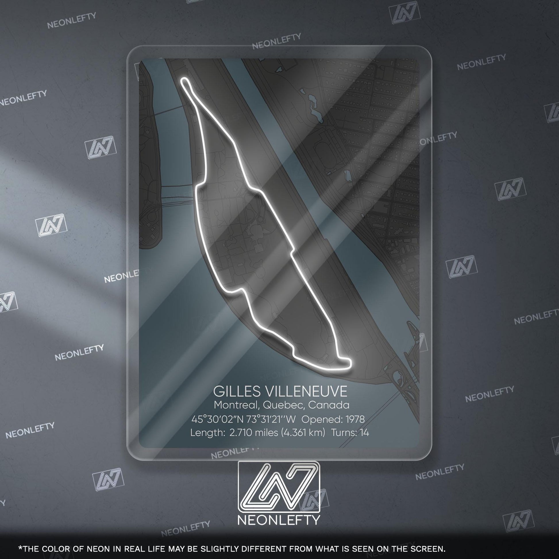 Gilles Villeneuve Neon Sign - Iconic Canadian Formula 1 circuit wall art, perfect for garage, man cave, motorsport room or racing enthusiast