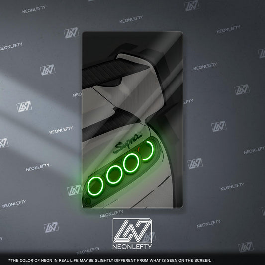 Toyota Supra Neon Sign - Rear view wall art of iconic JDM legend for car lovers, perfect for garage, man cave, tuner setup or drift space