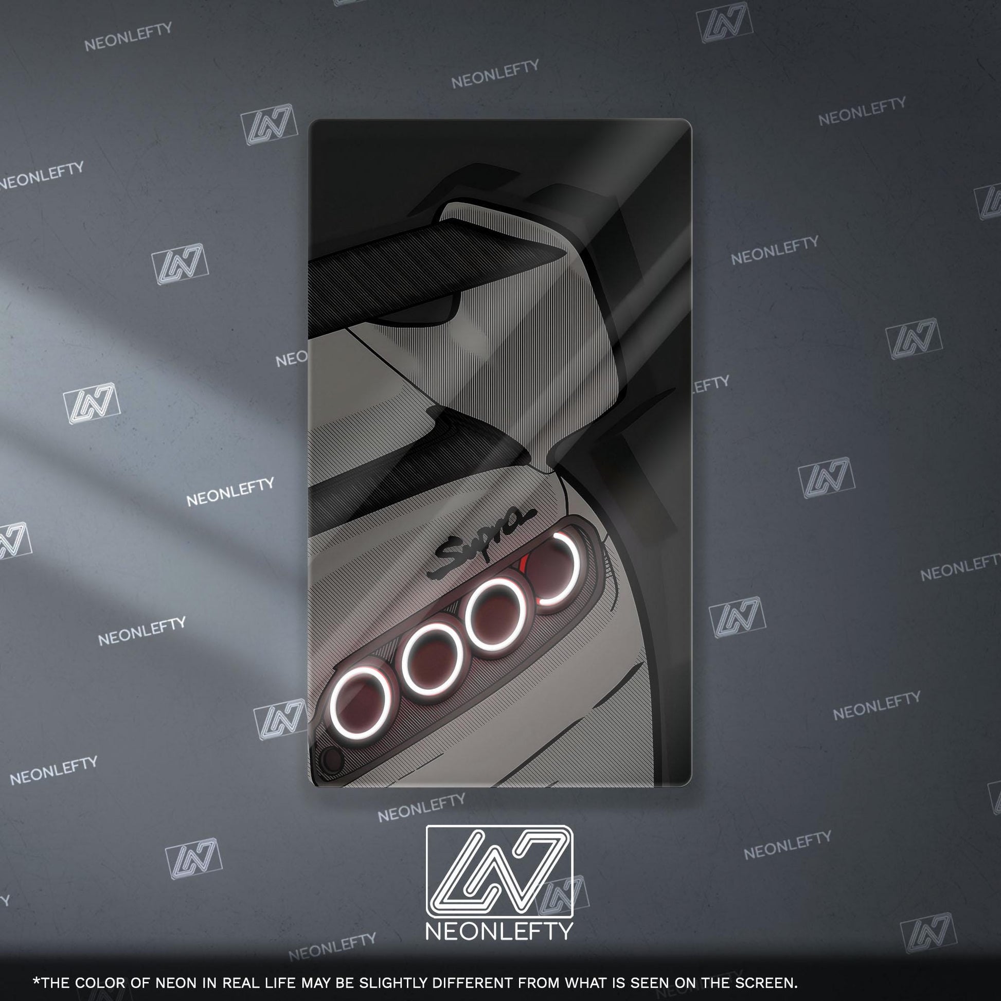 Toyota Supra Neon Sign - Rear view wall art of iconic JDM legend for car lovers, perfect for garage, man cave, tuner setup or drift space