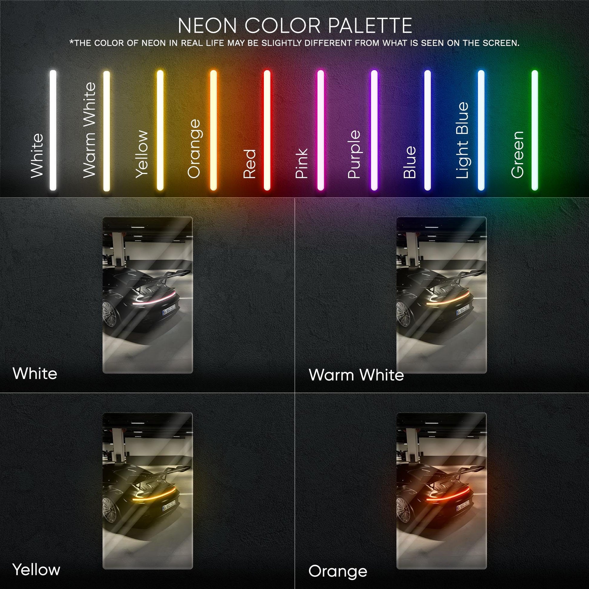 Porsche 911 GT Style Neon Sign - iconic rear view supercar wall decor for garage man cave racing room or luxury automotive interior display