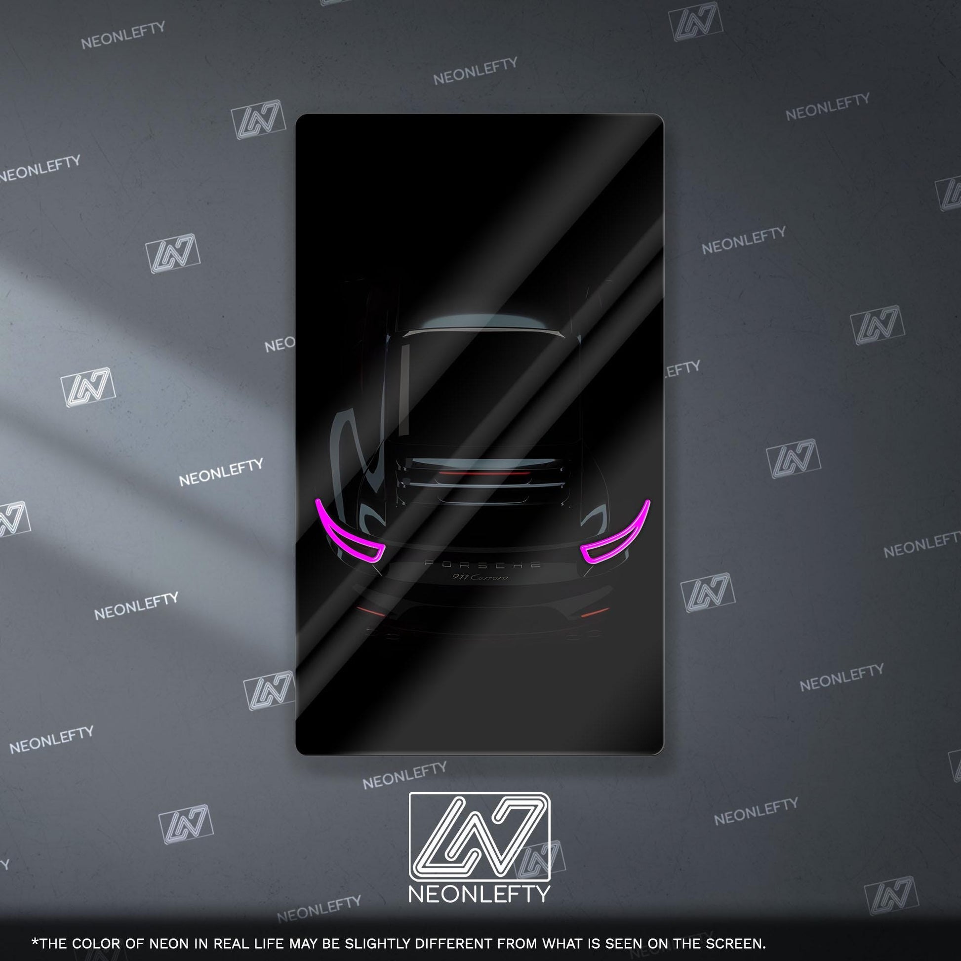 Porsche 911 GT Neon Sign - iconic rear view supercar wall decor for garage man cave racing room or luxury automotive interior display