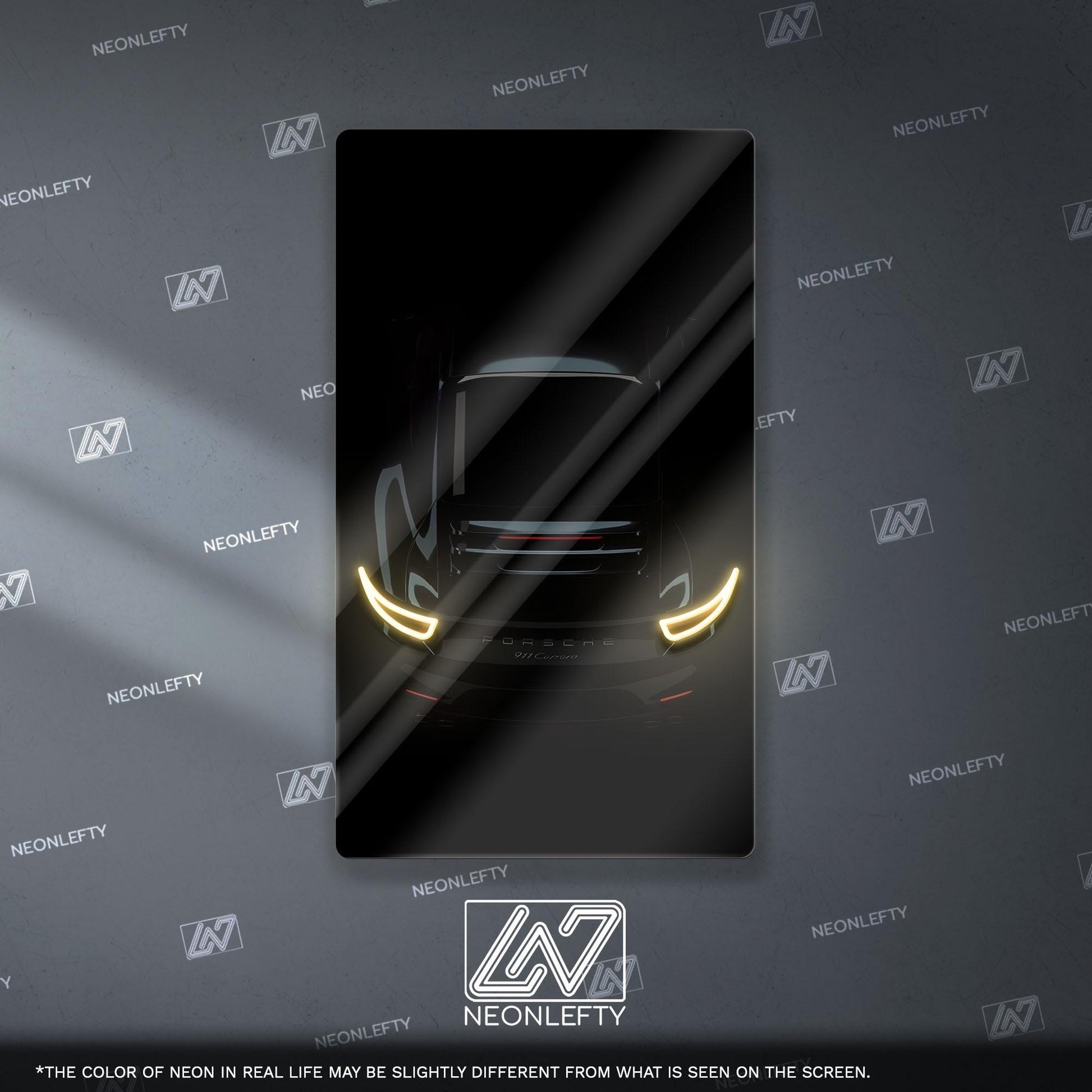 Porsche 911 GT Neon Sign - iconic rear view supercar wall decor for garage man cave racing room or luxury automotive interior display