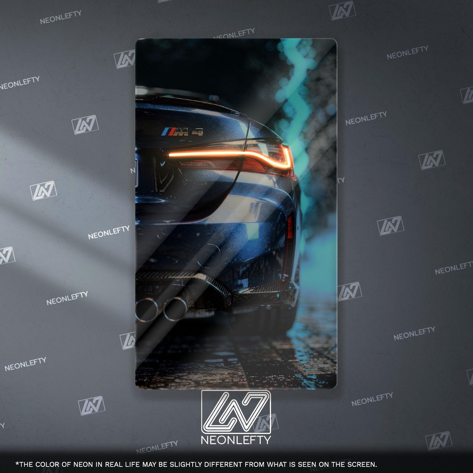 BMW M4 Neon Sign - Aggressive front view wall art inspired by modern performance design, perfect for garage, man cave or car room