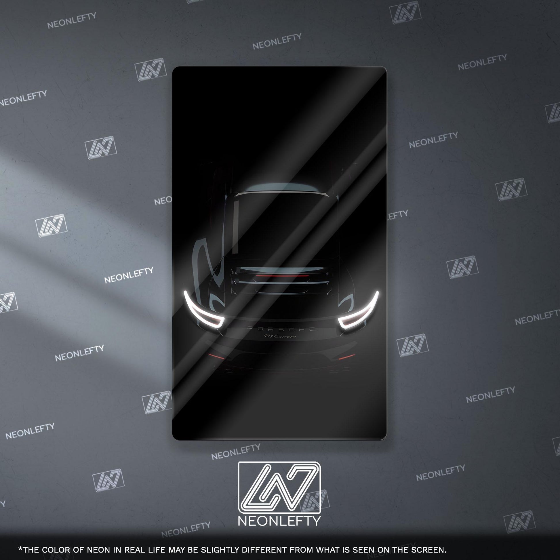 Porsche 911 GT Neon Sign - iconic rear view supercar wall decor for garage man cave racing room or luxury automotive interior display