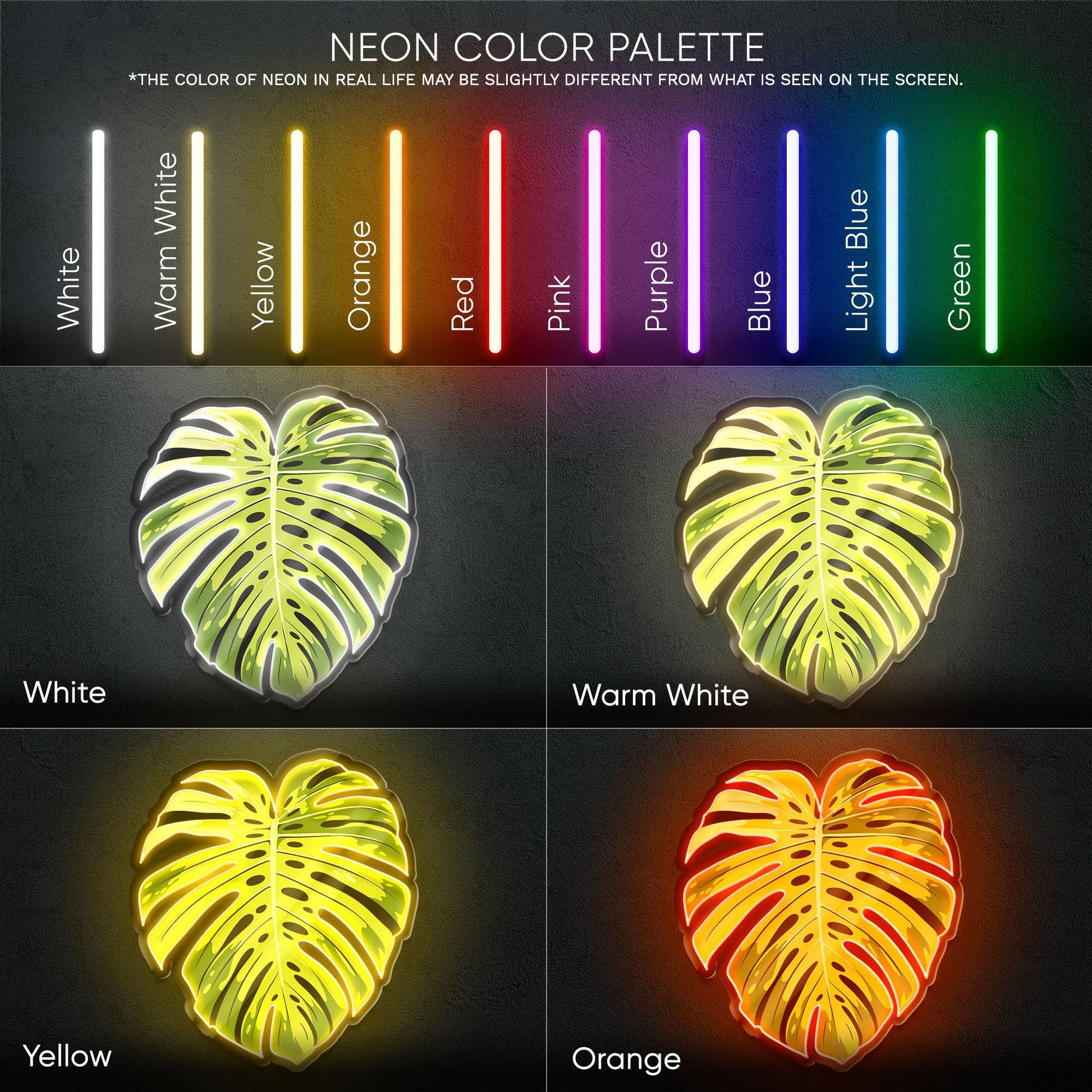 Monstera Leaf Neon Sign - Tropical botanical wall decor inspired by modern jungle style, perfect for living room, bedroom or boho interior