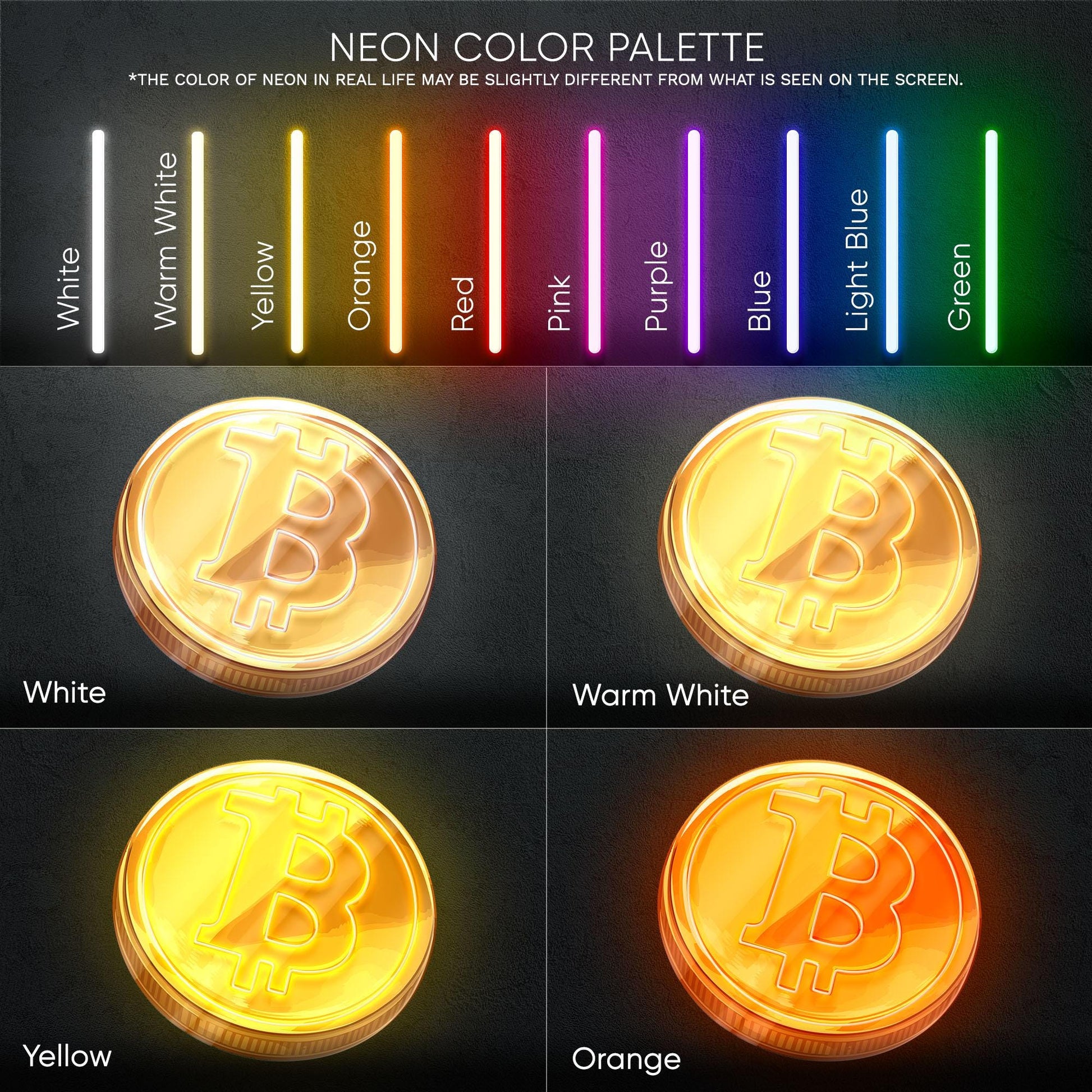 Bitcoin - LED Neon Sign with UV Print, Bedroom neon sign, Crypto neon sign, Neon Lights, Crypto