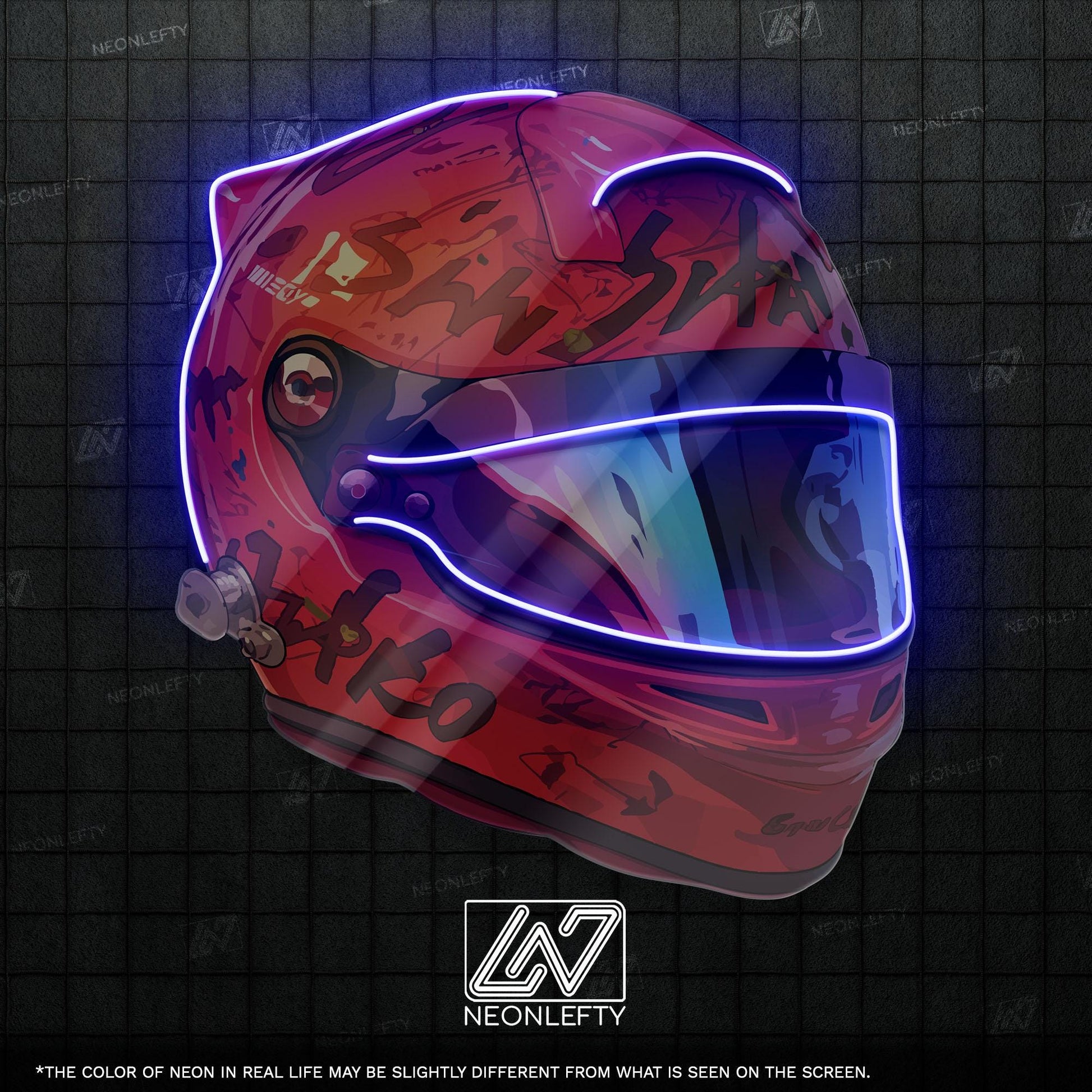 Racing Helmet - LED Neon Motorsport Wall Decor, Formula Racing Style, Speed Lover Neon Light, Man Cave Decor, Gamer Room Neon Sign