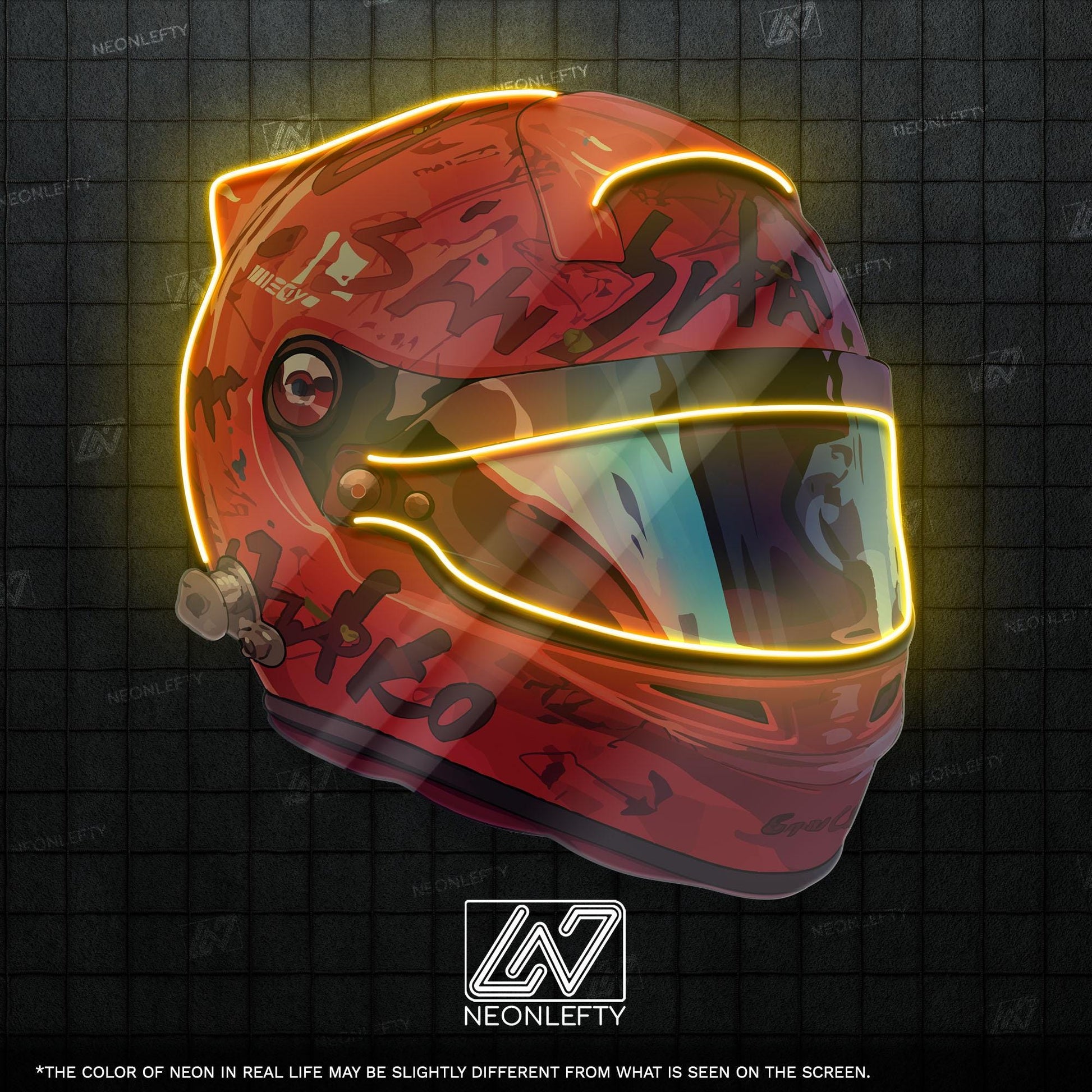 Racing Helmet - LED Neon Motorsport Wall Decor, Formula Racing Style, Speed Lover Neon Light, Man Cave Decor, Gamer Room Neon Sign