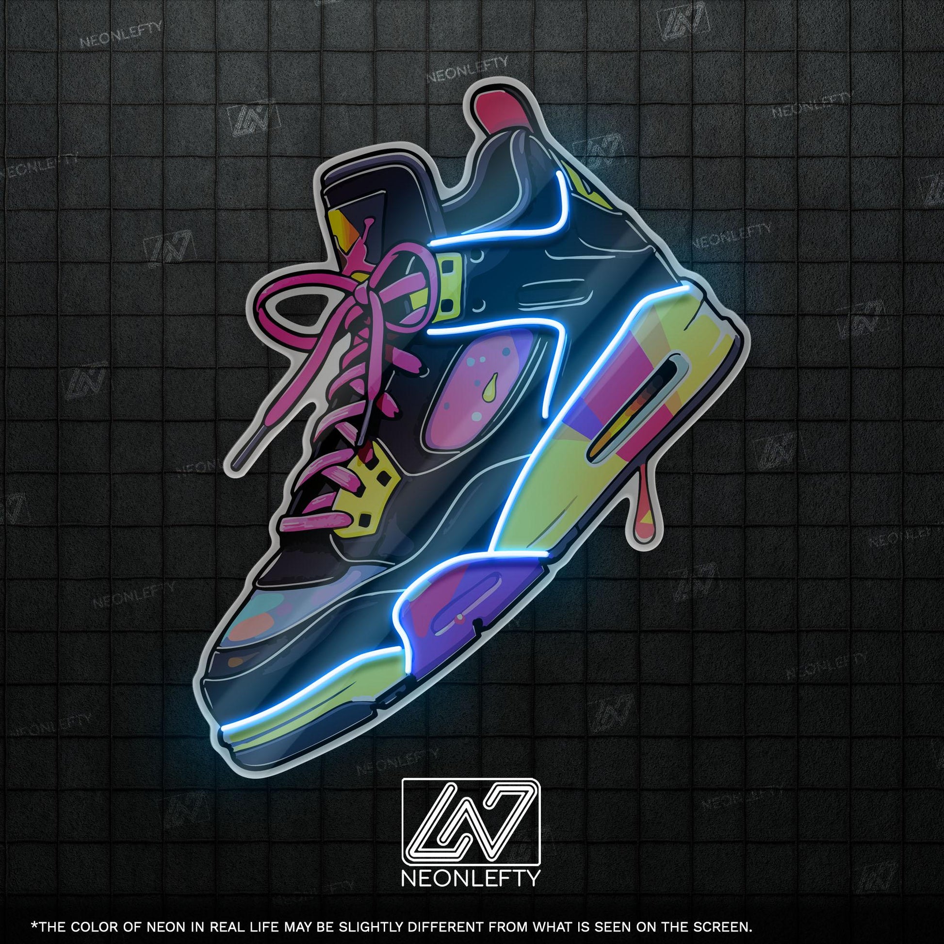 Colorful Sneakers - LED Neon Streetwear Wall Decor, Urban Shoe Illustration, Hype Style Neon Light, Sneakerhead Gift, Modern Room Decor