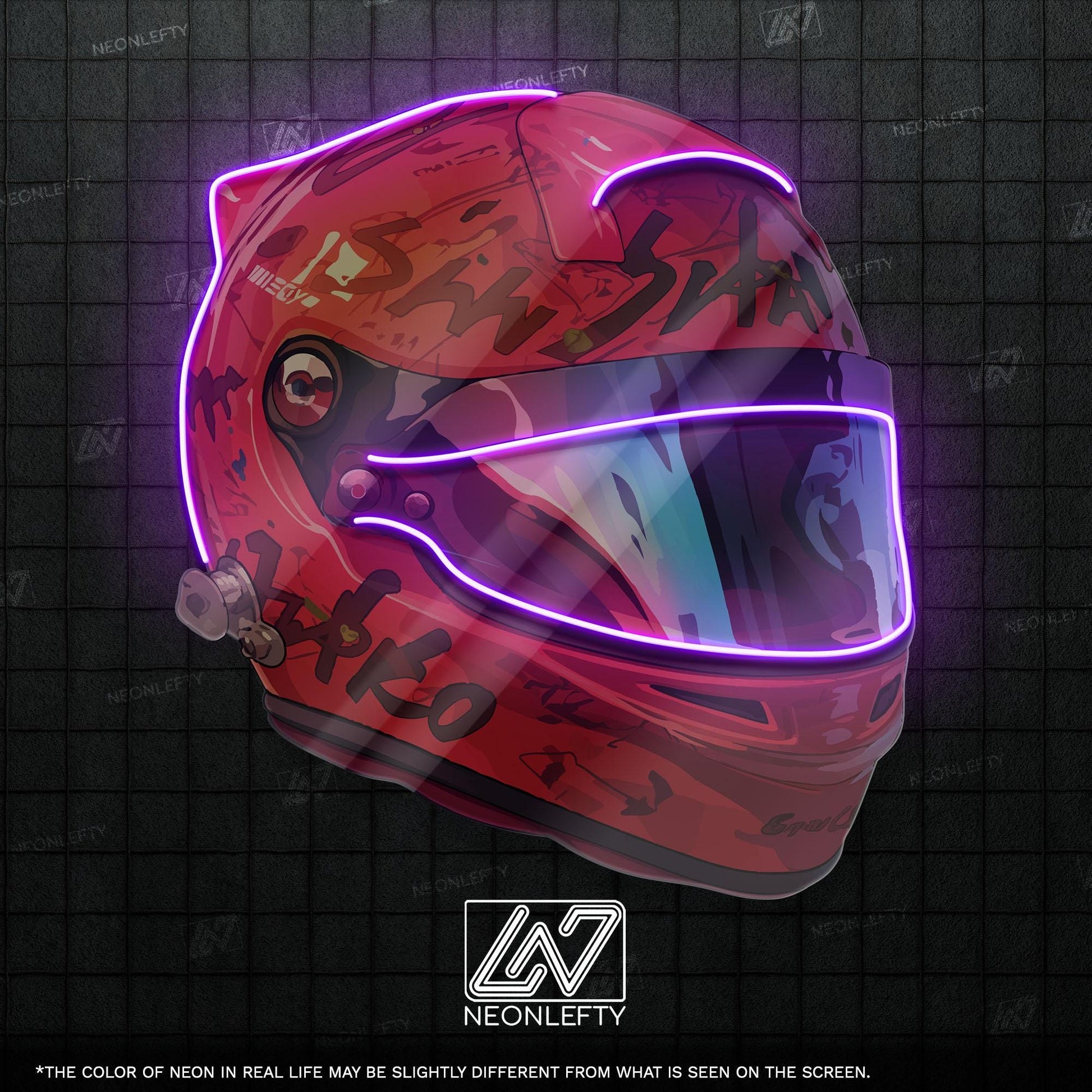 Racing Helmet - LED Neon Motorsport Wall Decor, Formula Racing Style, Speed Lover Neon Light, Man Cave Decor, Gamer Room Neon Sign