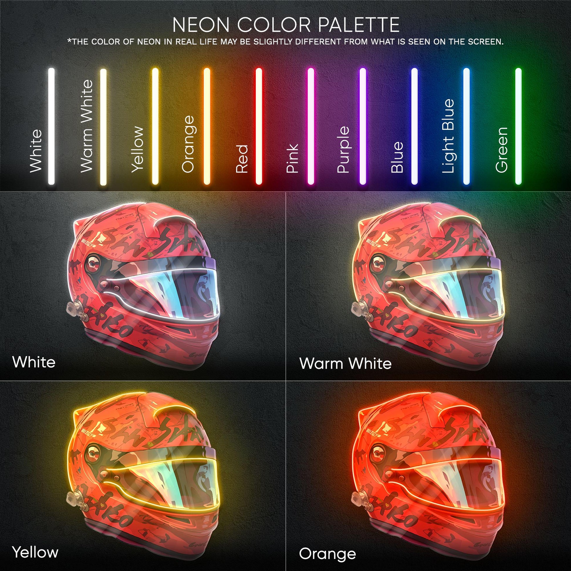 Racing Helmet - LED Neon Motorsport Wall Decor, Formula Racing Style, Speed Lover Neon Light, Man Cave Decor, Gamer Room Neon Sign