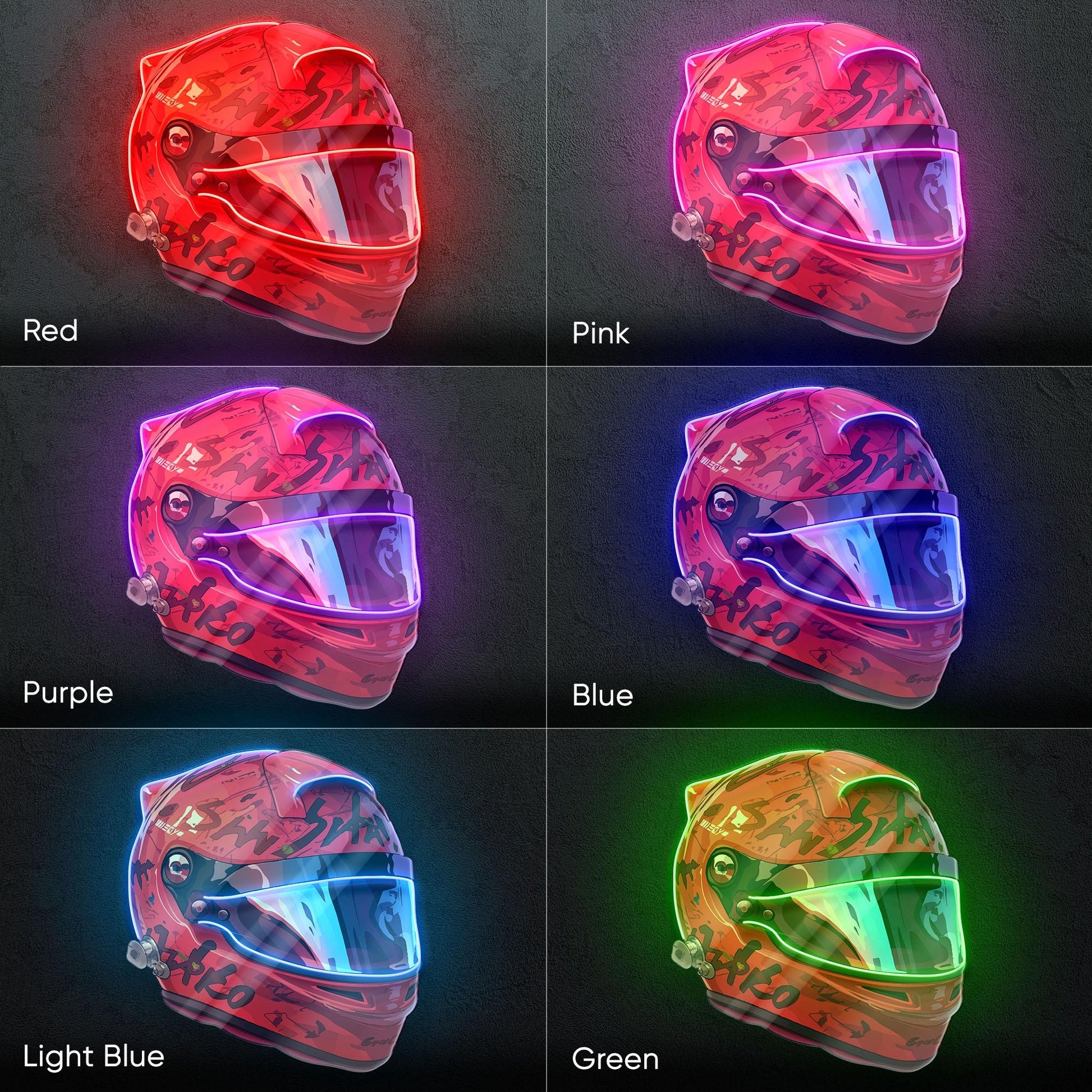 Racing Helmet - LED Neon Motorsport Wall Decor, Formula Racing Style, Speed Lover Neon Light, Man Cave Decor, Gamer Room Neon Sign